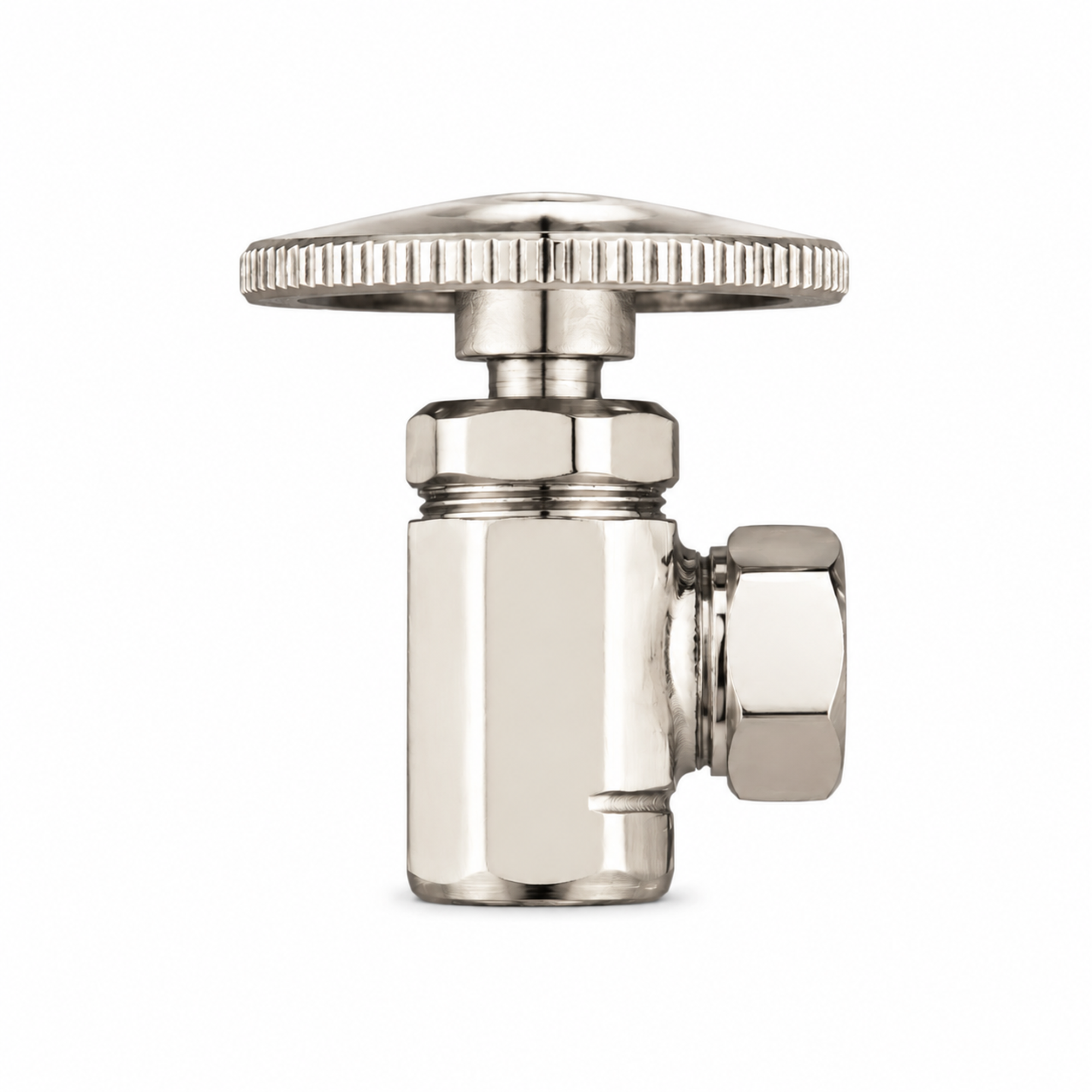 Angle Stop Valve with 1/2" Slip Joint x 1/2" IPS P0053 | Strom Living Polished Nickel - Plumbing Parts