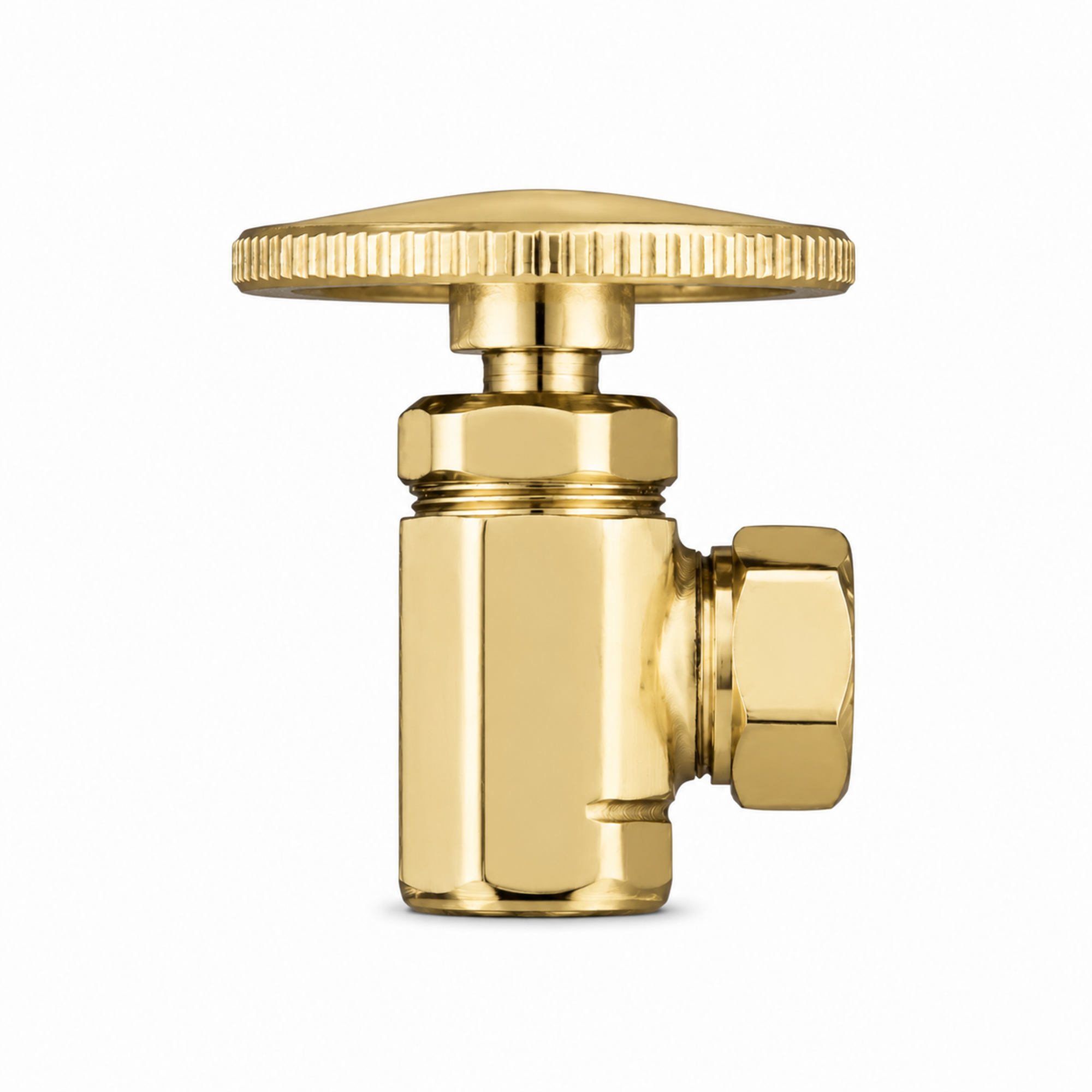 Angle Stop Valve with 1/2" Slip Joint x 1/2" IPS P0053 | Strom Living Polished Brass - Plumbing Parts