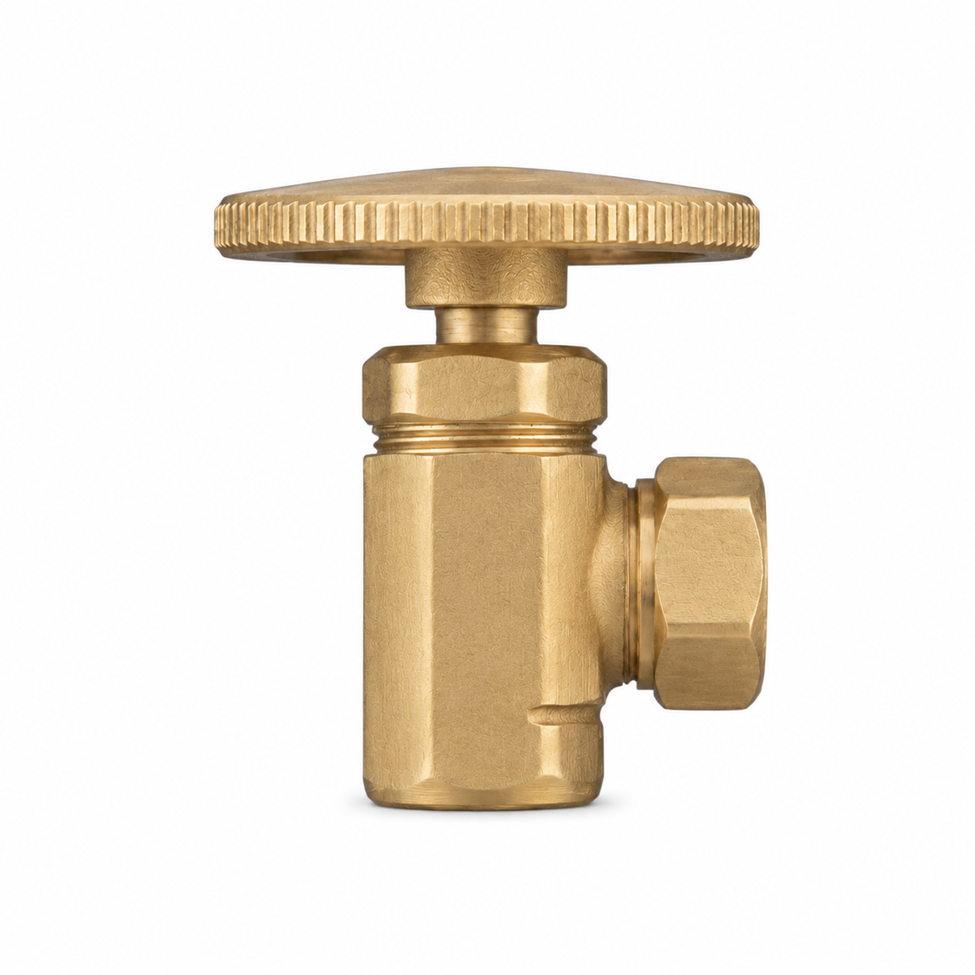Angle Stop Valve with 1/2" Slip Joint x 1/2" IPS P0053 | Strom Living Raw Brass - Plumbing Parts