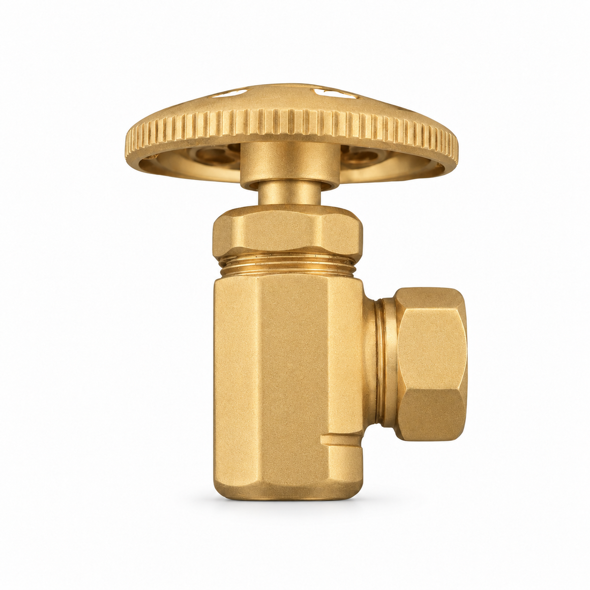 Angle Stop Valve with 1/2" Slip Joint x 1/2" IPS P0053 | Strom Living Raw Brass - Plumbing Parts