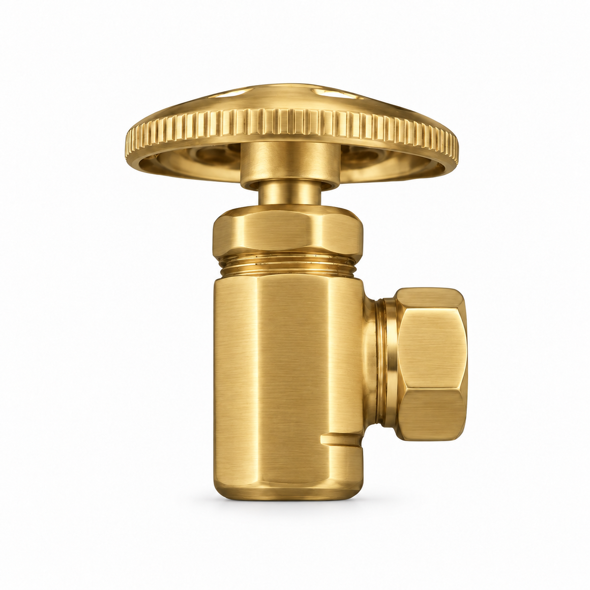 Angle Stop Valve with 1/2" Slip Joint x 1/2" IPS P0053 | Strom Living Satin Brass - Plumbing Parts