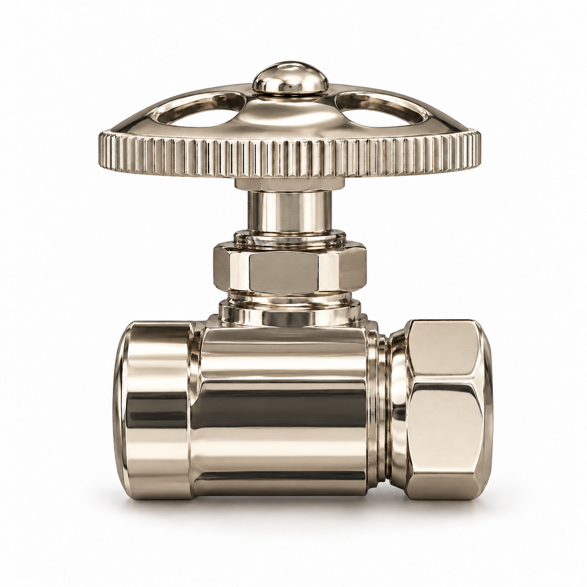 Straight Stop Shutoff Valve P0055 | Strom Living Polished Nickel - Plumbing Parts