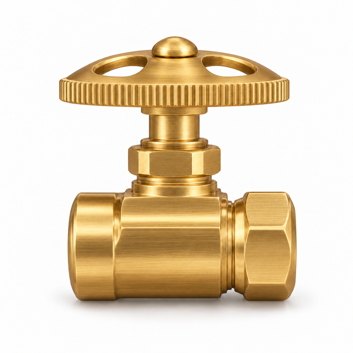 Straight Stop Shutoff Valve P0055 | Strom Living Satin Brass - Plumbing Parts