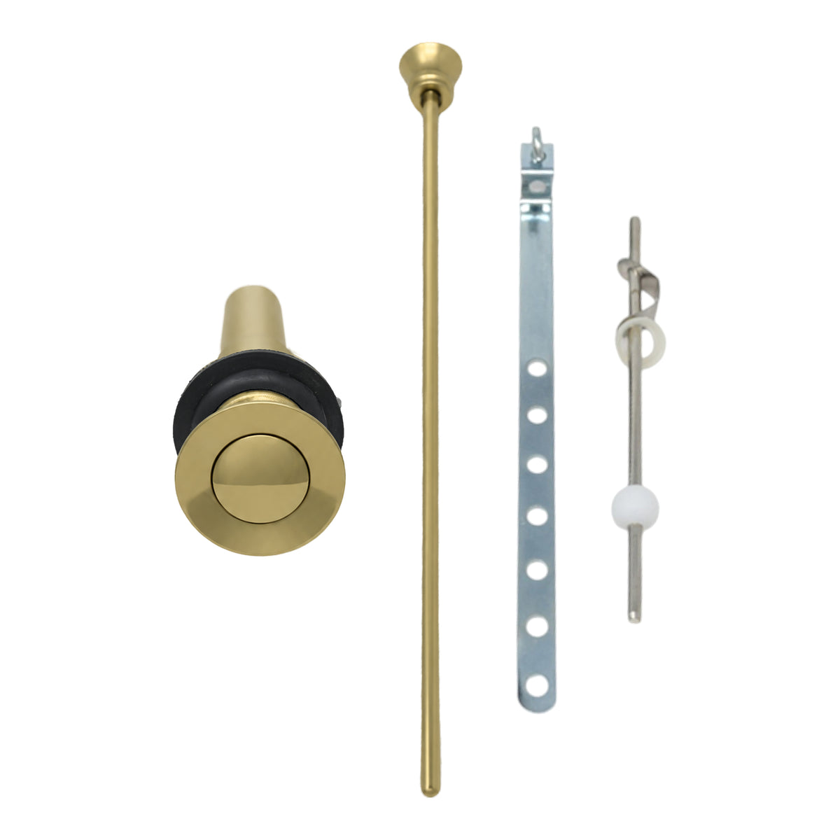 Lavatory Pop-Up Drain with Solid Brass and 1.25" Tube Drain P0085 in Raw Brass, face-on view