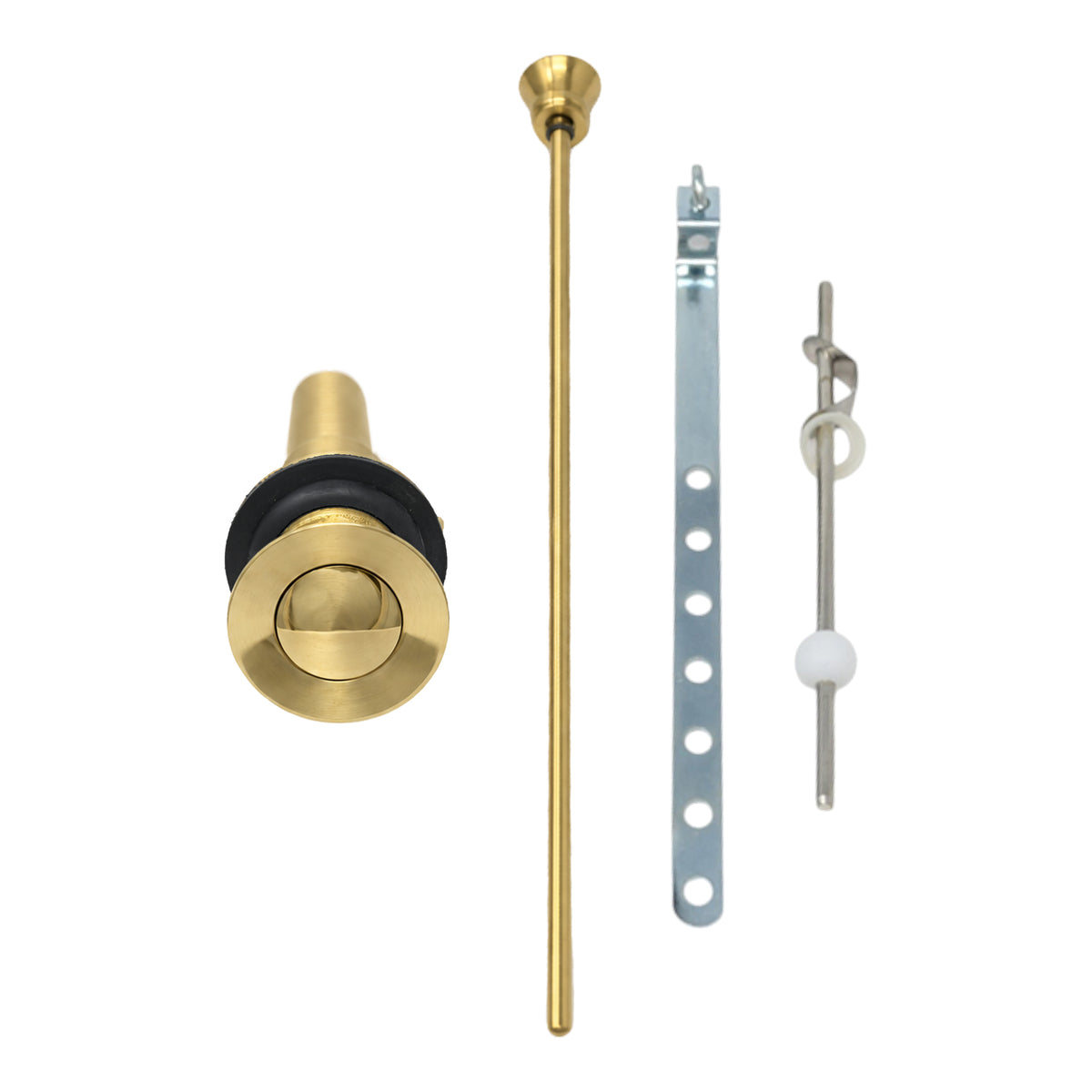 Lavatory Pop-Up Drain with Solid Brass and 1.25" Tube Drain P0085 in Satin Brass, face-on view