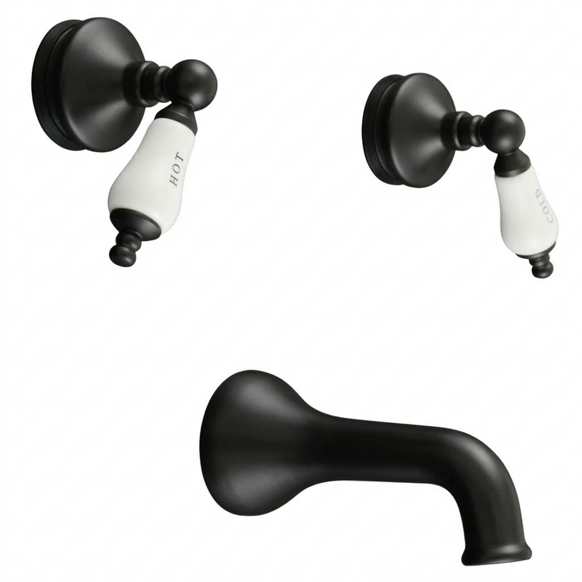 Sacramento In-Wall Tub Filler with Lever Handles P0105 | Strom Living Satin Black - Showers