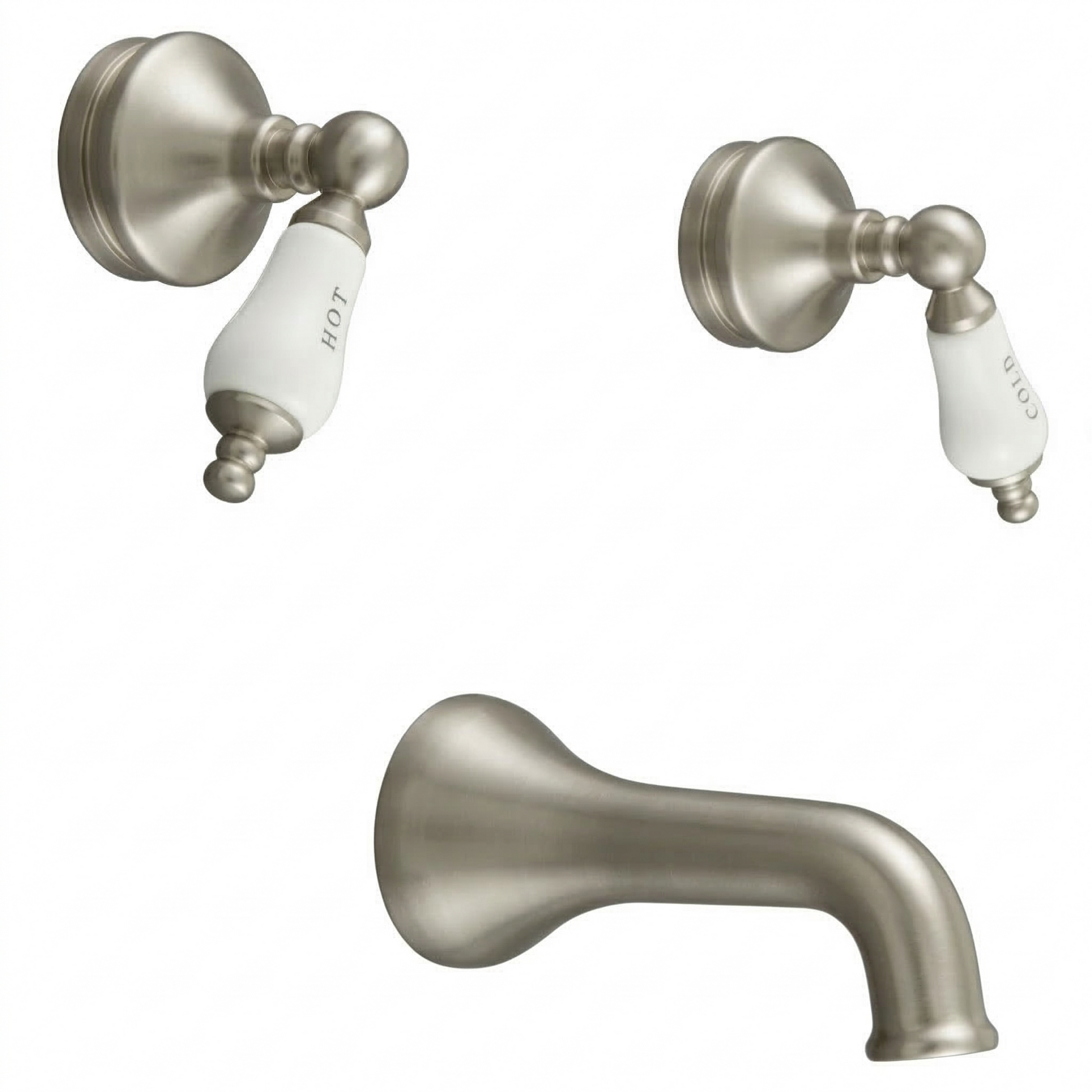 Sacramento In-Wall Tub Filler with Lever Handles P0105 | Strom Living Matte Nickel - Showers