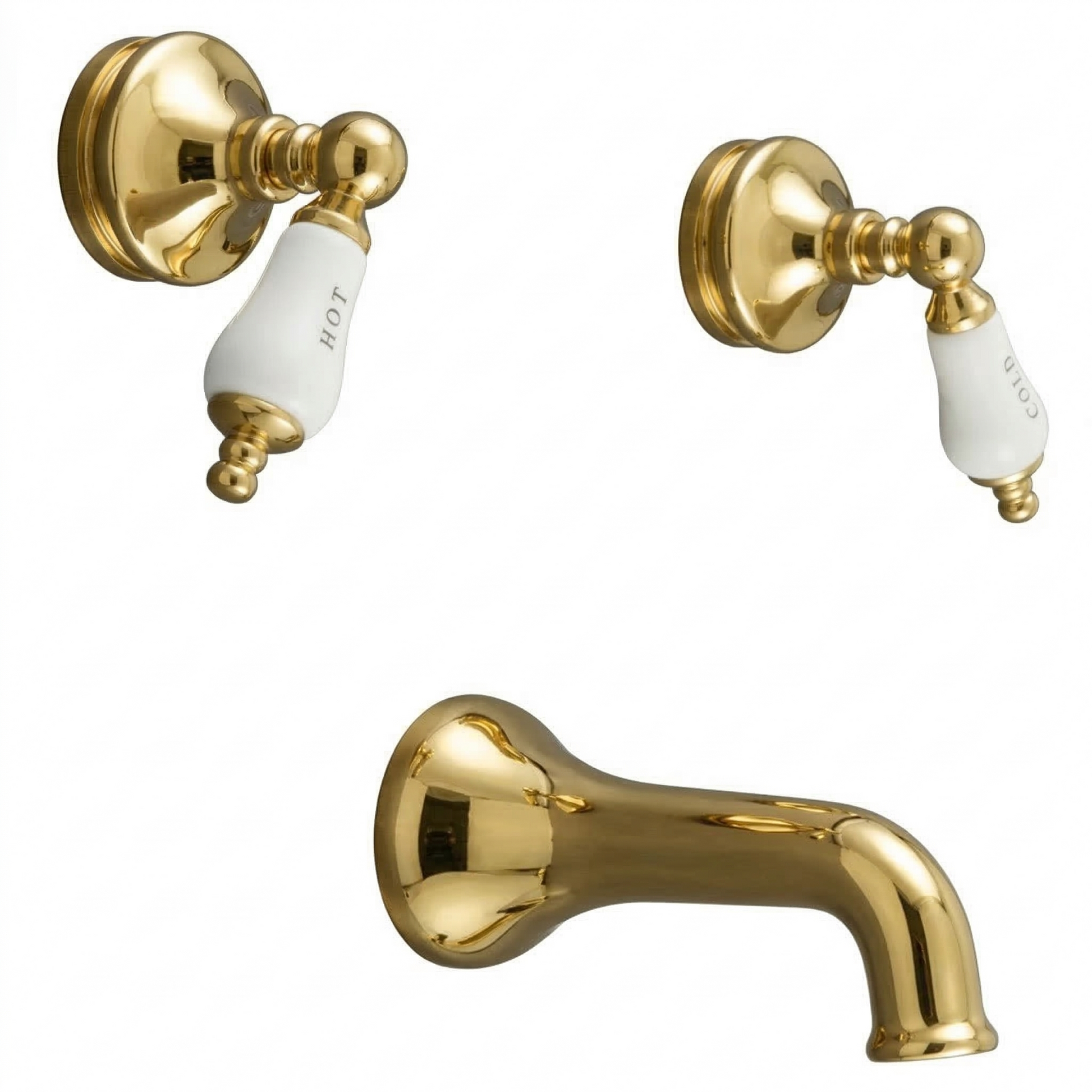 Sacramento In-Wall Tub Filler with Lever Handles P0105 | Strom Living Polished Brass - Showers