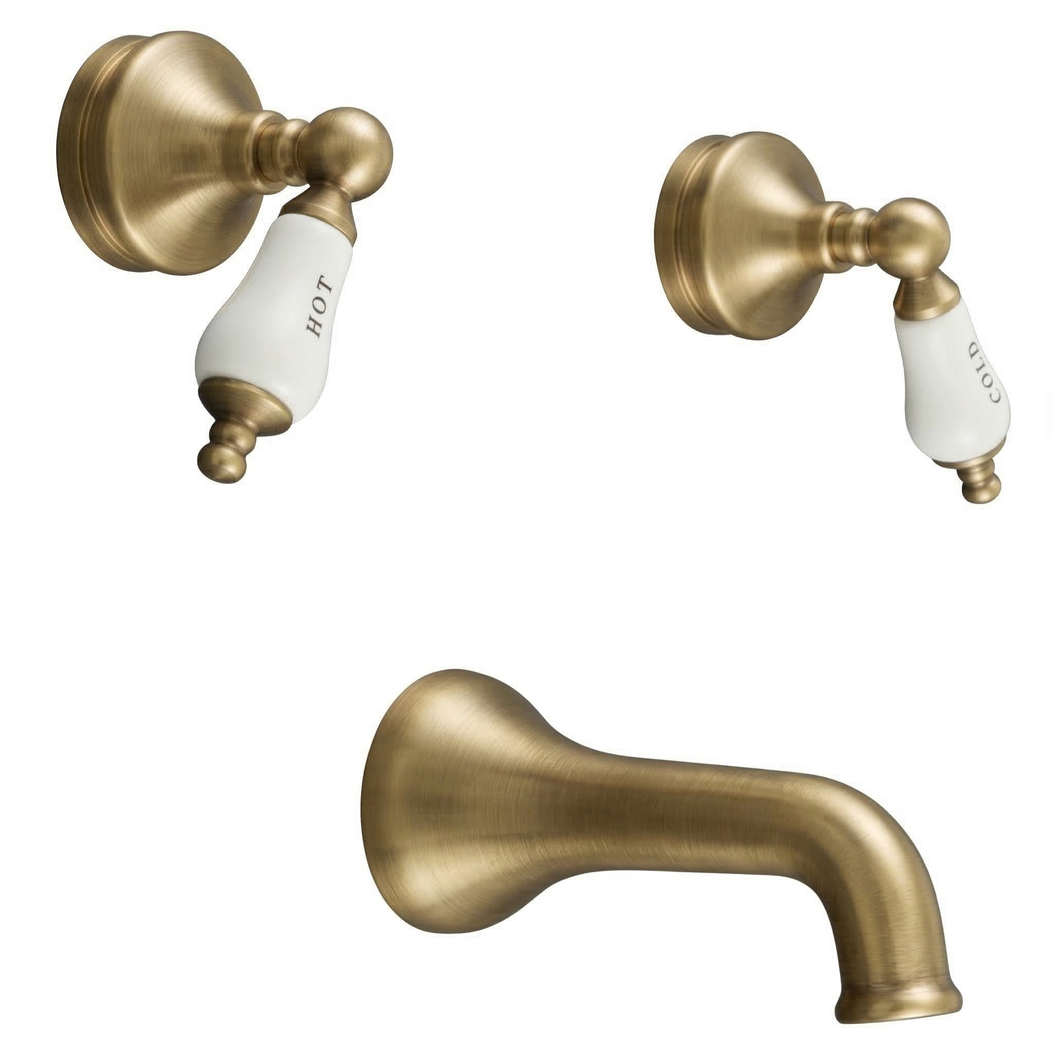 Sacramento In-Wall Tub Filler with Lever Handles P0105 | Strom Living Satin Brass - Showers