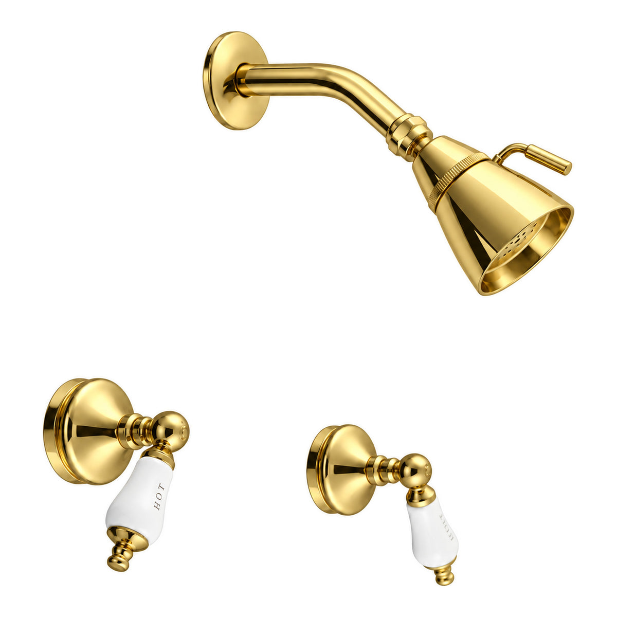 Sacramento In-Wall Shower Set with Lever Handles P0112 in Supercoat Brass / Polished Brass