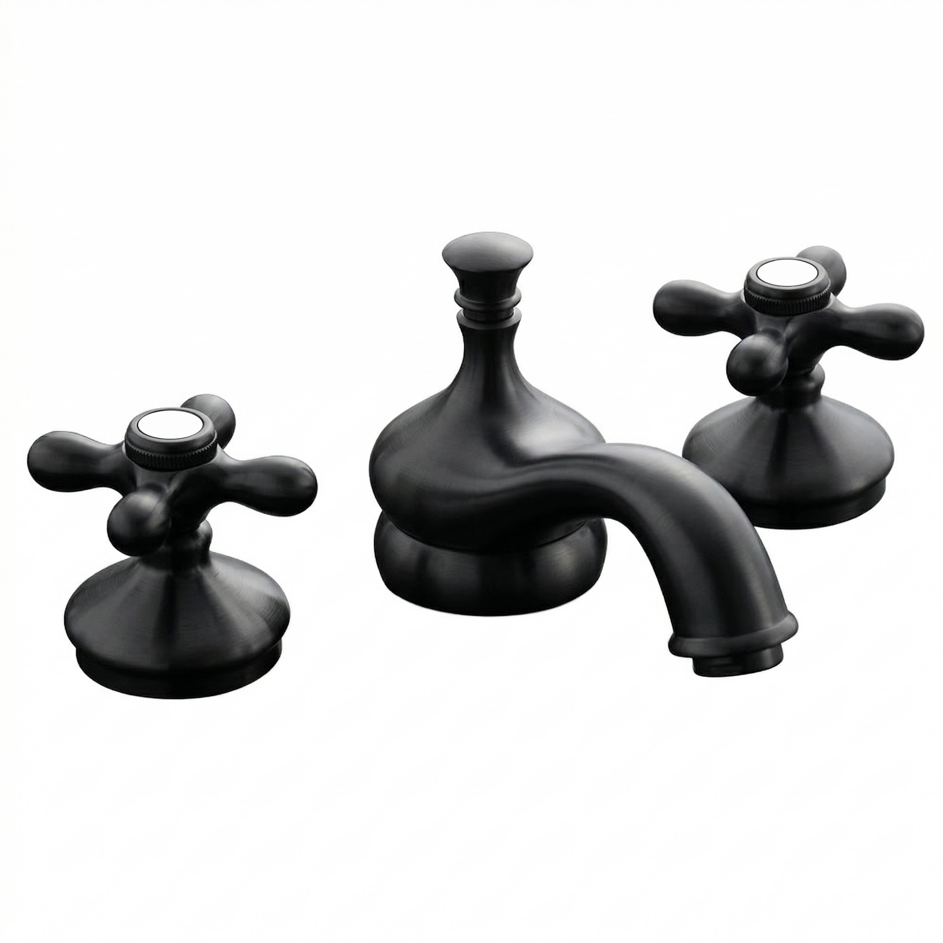 Sacramento Widespread Faucet, Cross Handles P0140 | Strom Living Satin Black - Bathroom Faucets
