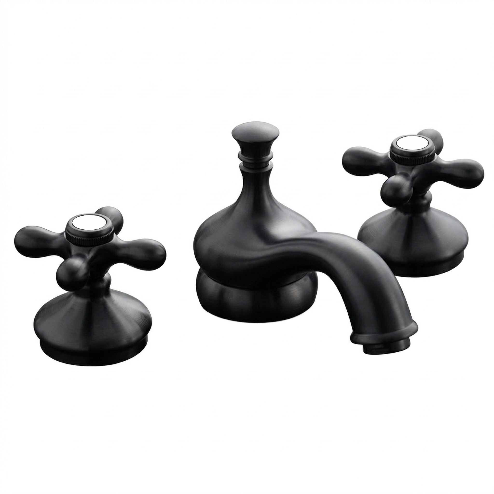 Sacramento Widespread Faucet, Cross Handles P0140 | Strom Living Satin Black - Bathroom Faucets