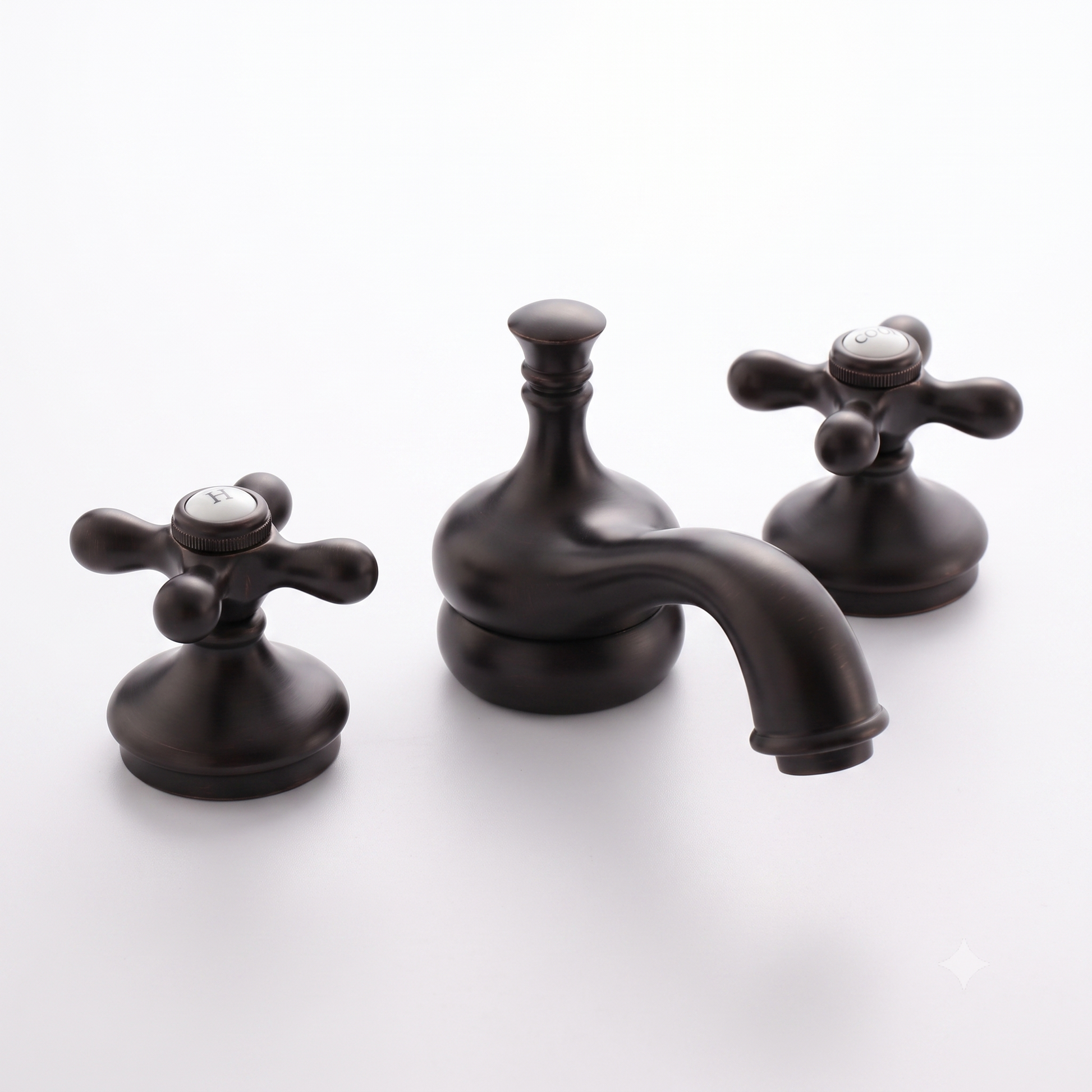 Sacramento Widespread Faucet, Cross Handles P0140 | Strom Living Satin Black - Bathroom Faucets