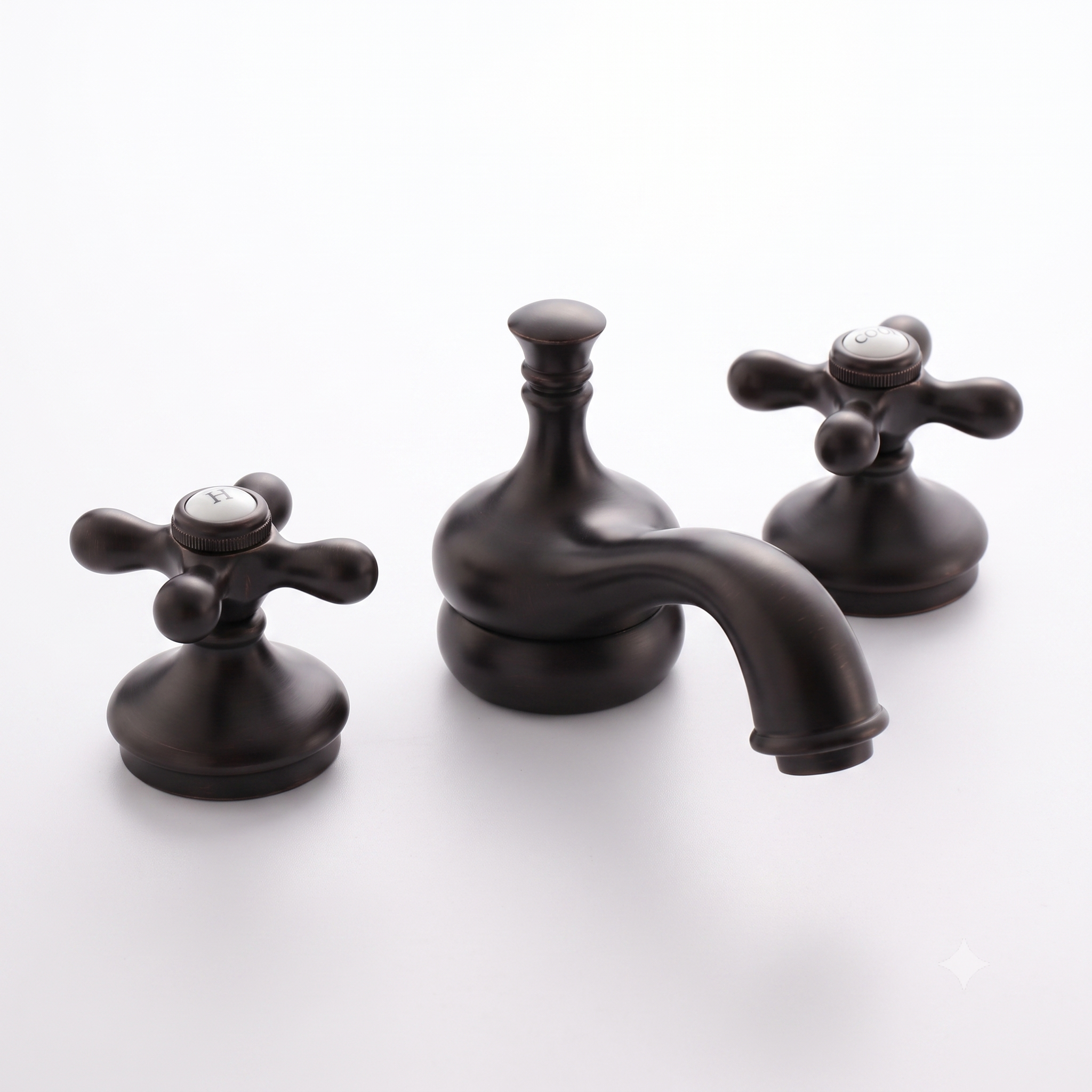 Sacramento Widespread Faucet, Cross Handles P0140 | Strom Living Satin Black - Bathroom Faucets