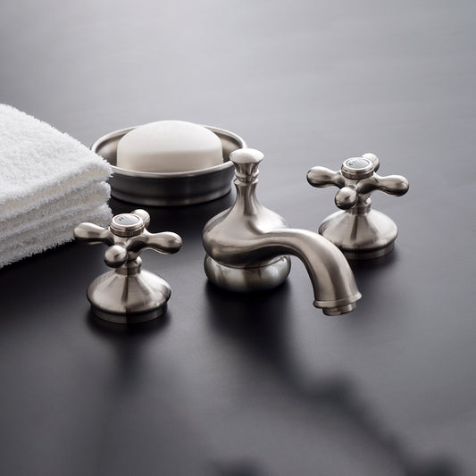 Strom Living Sacramento Sink Faucet with Cross Handles, 5" Spout Extension and Valves