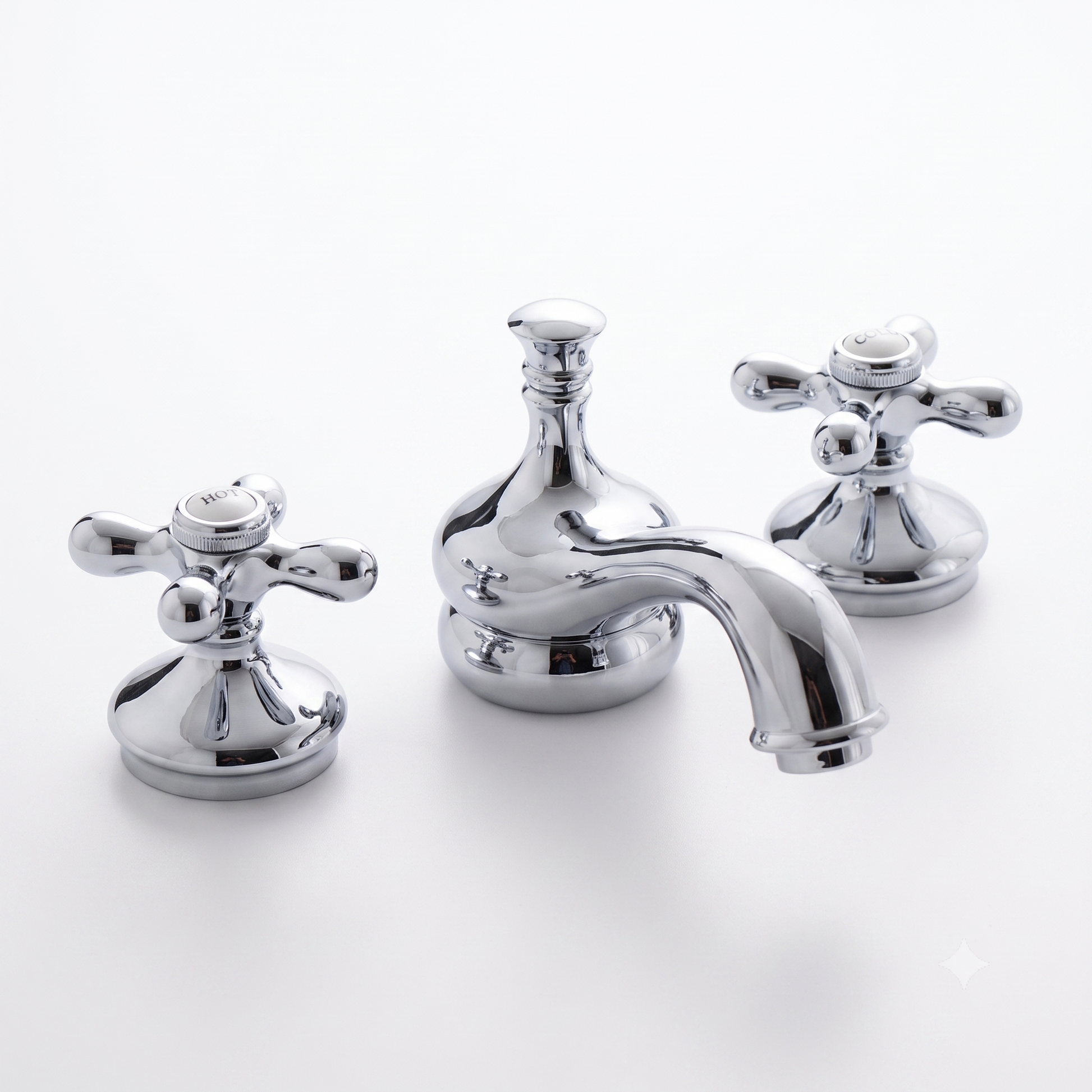 Sacramento Widespread Faucet, Cross Handles P0140 | Strom Living Chrome - Bathroom Faucets