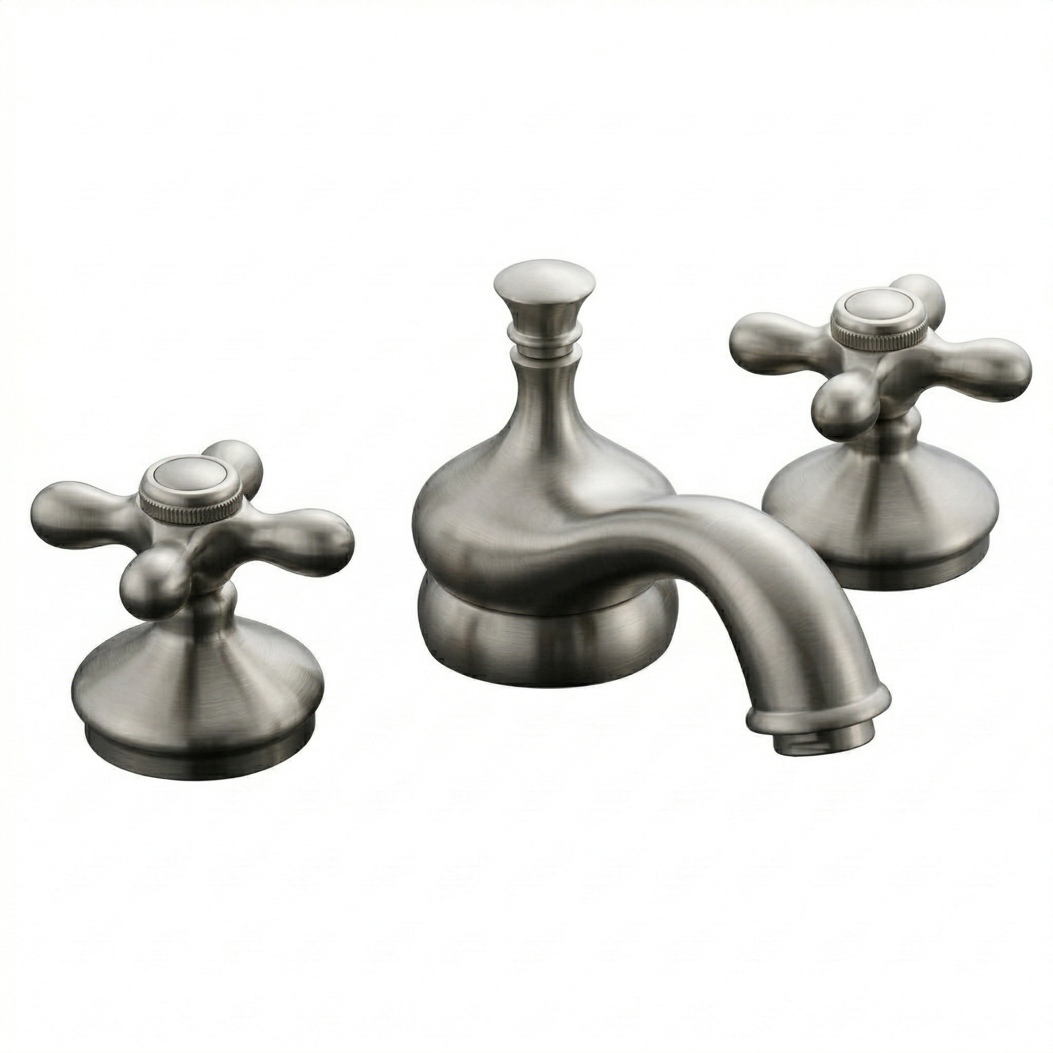 Sacramento Widespread Faucet, Cross Handles P0140 | Strom Living Matte Nickel - Bathroom Faucets