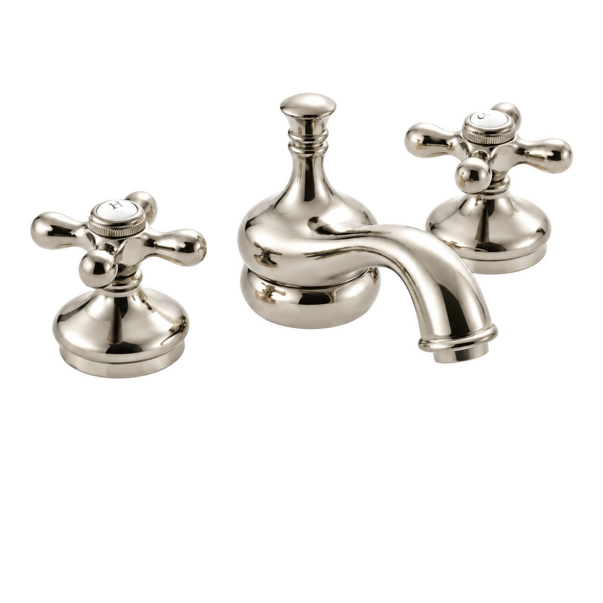 Sacramento Widespread Faucet, Cross Handles P0140 in Polished Nickel