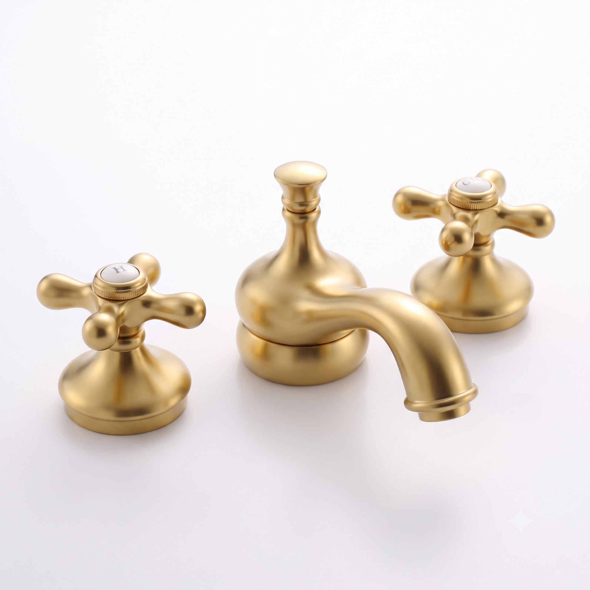 Sacramento Widespread Faucet, Cross Handles P0140 | Strom Living Raw Brass - Bathroom Faucets