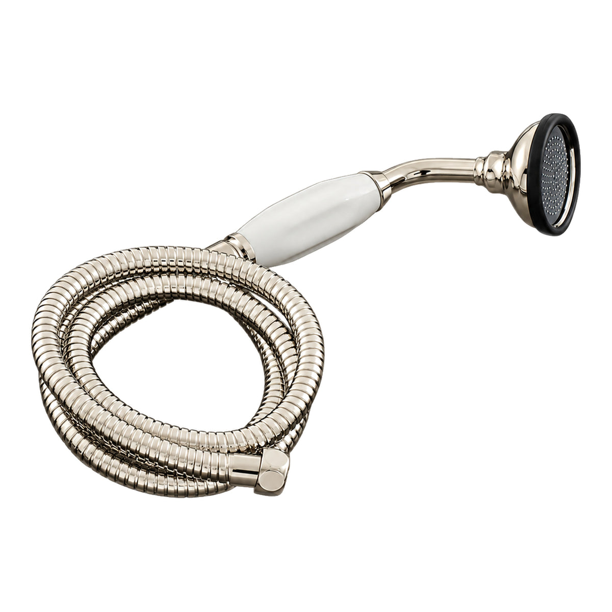 Strom Living Porcelain Handheld Shower with Handheld Shower Hose and Vacuum Breaker in Polished Nickel