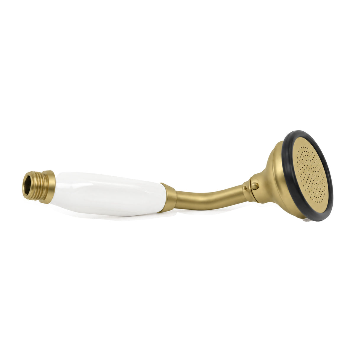 Strom Living Porcelain Handheld Shower with Handheld Shower Hose and Vacuum Breaker in Raw Brass