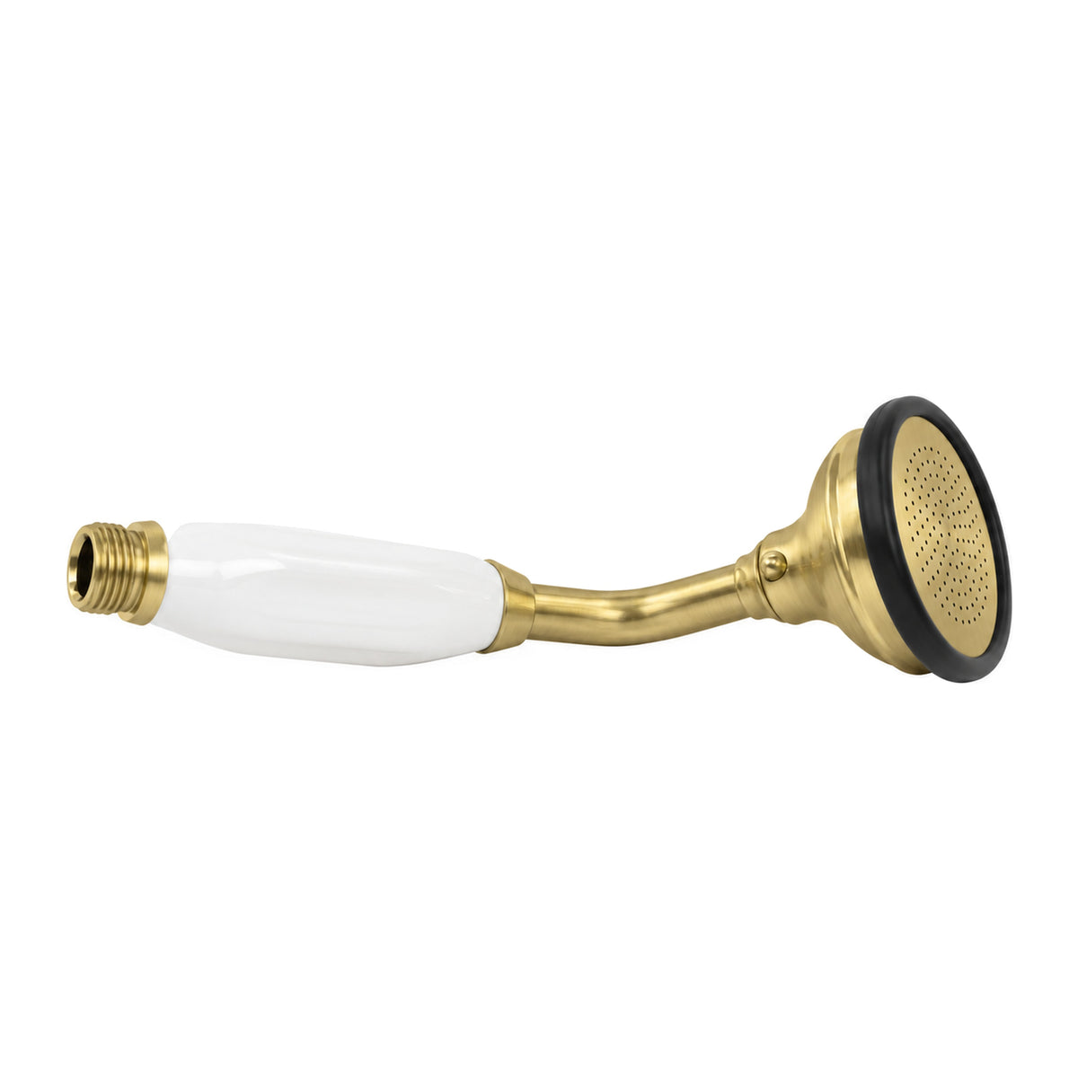 Strom Living Porcelain Handheld Shower with Handheld Shower Hose and Vacuum Breaker in Satin Brass