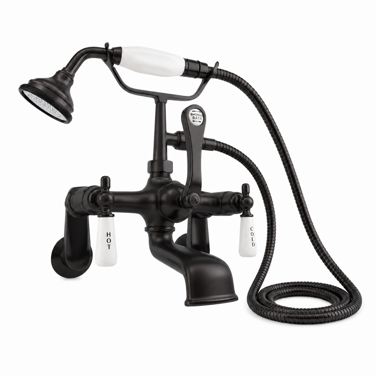 Tub Mount Thames Telephone Faucet Set P0146 | Strom Living Satin Black Lever Handles - Tub Fillers
