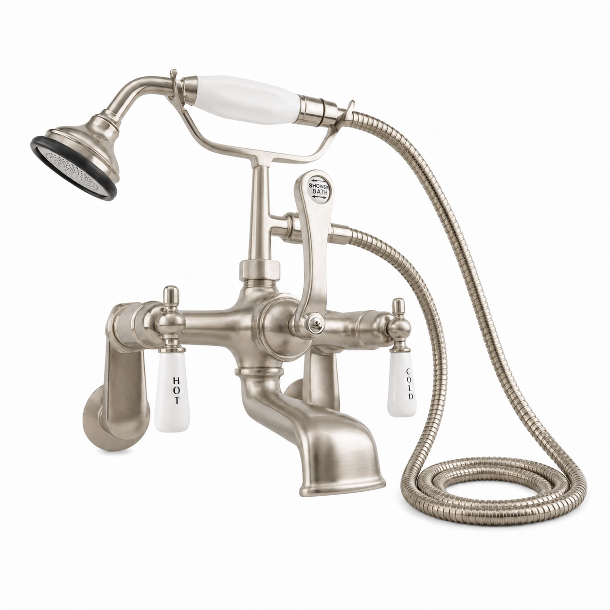 Tub Mount Thames Telephone Faucet Set P0146 | Strom Living Matte Nickel Lever Handles - Tub Fillers