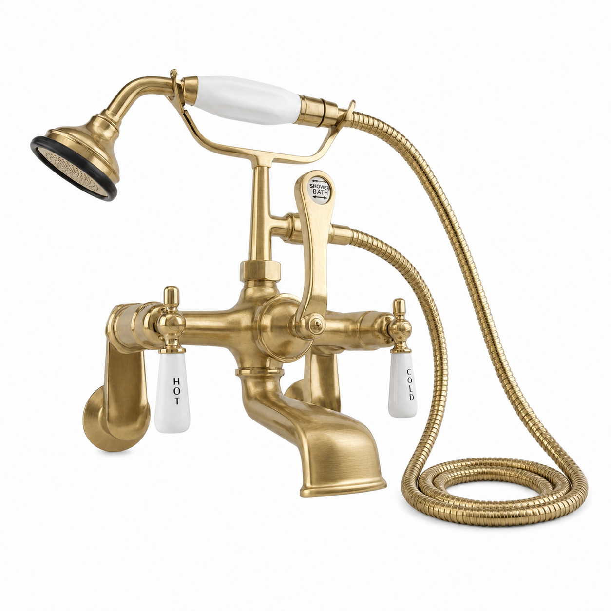 Tub Mount Thames Telephone Faucet Set P0146 | Strom Living Satin Brass Lever Handles - Tub Fillers