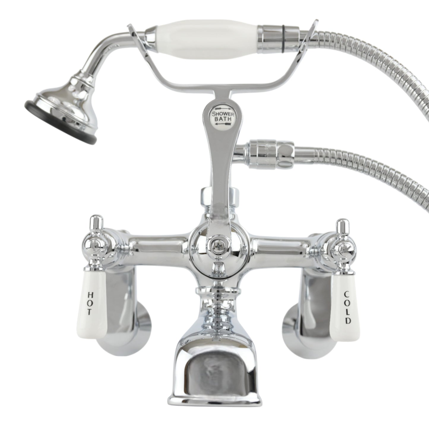 Strom Living British Telephone Faucet with Porcelain Handheld Shower and Tub Mounted
