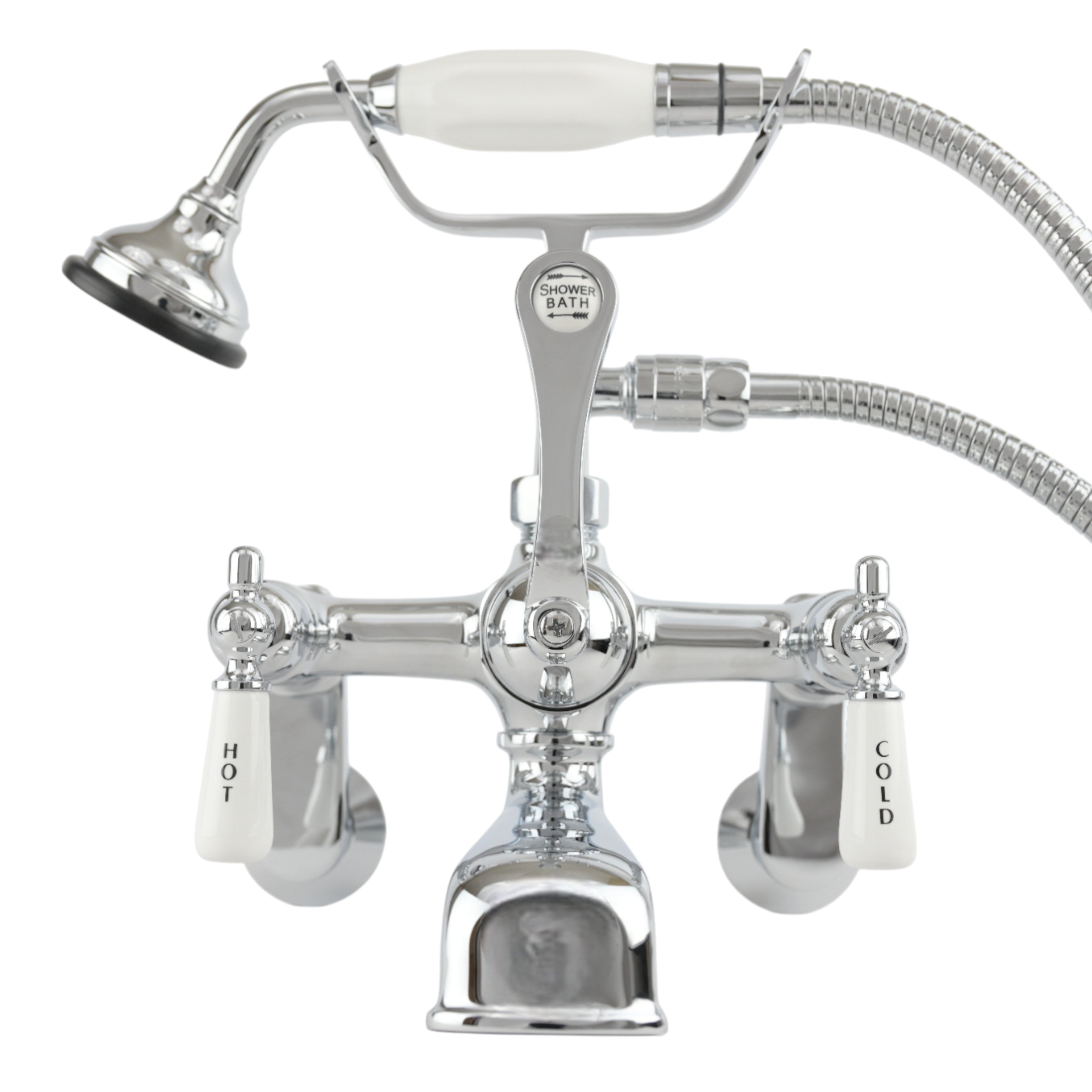 British Telephone Faucet with Porcelain Handheld Shower and Tub Mount P0146 | Strom Living