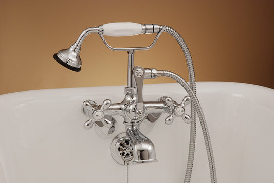 Strom Living British Telephone Faucet with Porcelain Handheld Shower and Tub Mounted