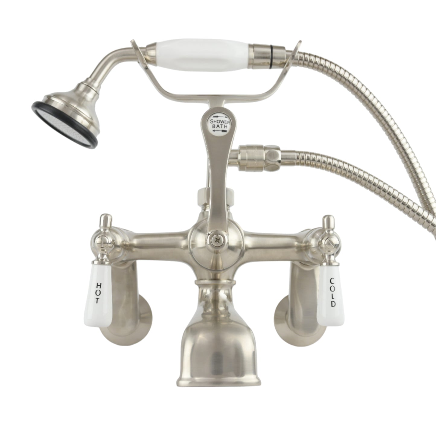 Strom Living British Telephone Faucet with Porcelain Handheld Shower and Tub Mounted