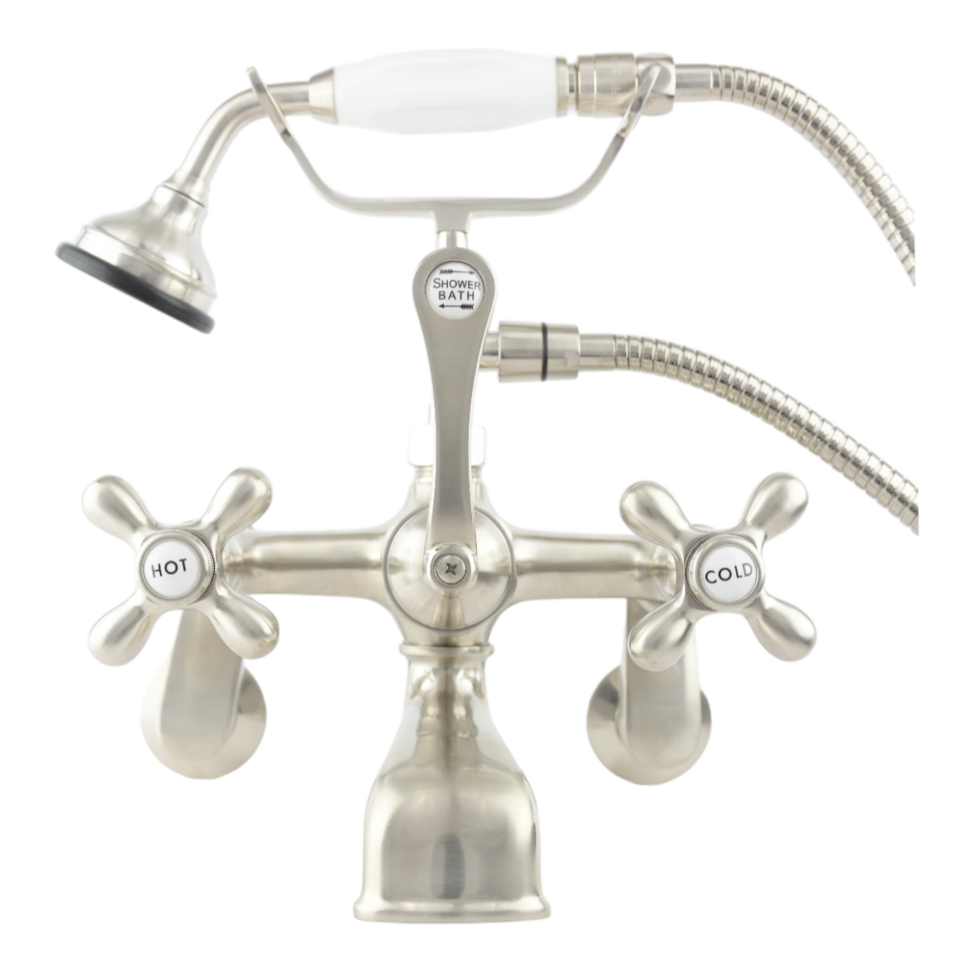 Tub Mount Thames Telephone Faucet Set P0146 | Strom Living Matte Nickel Cross-Point Handles - Tub Fillers