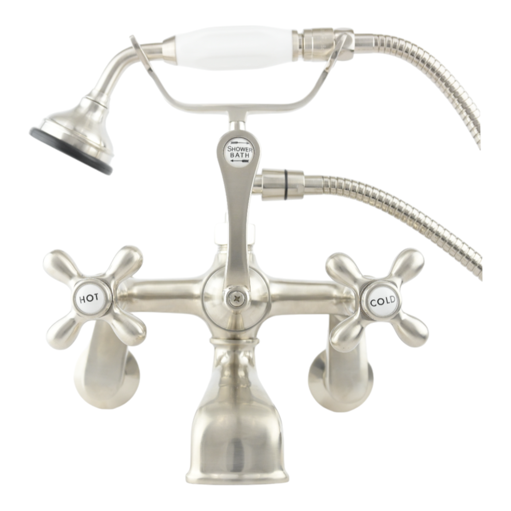 Tub Mount Thames Telephone Faucet Set P0146 | Strom Living Matte Nickel Cross-Point Handles - Tub Fillers
