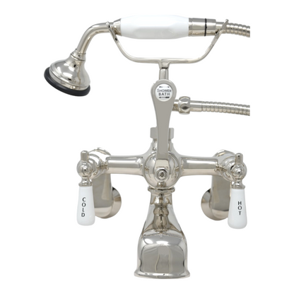 Strom Living British Telephone Faucet with Porcelain Handheld Shower and Tub Mounted