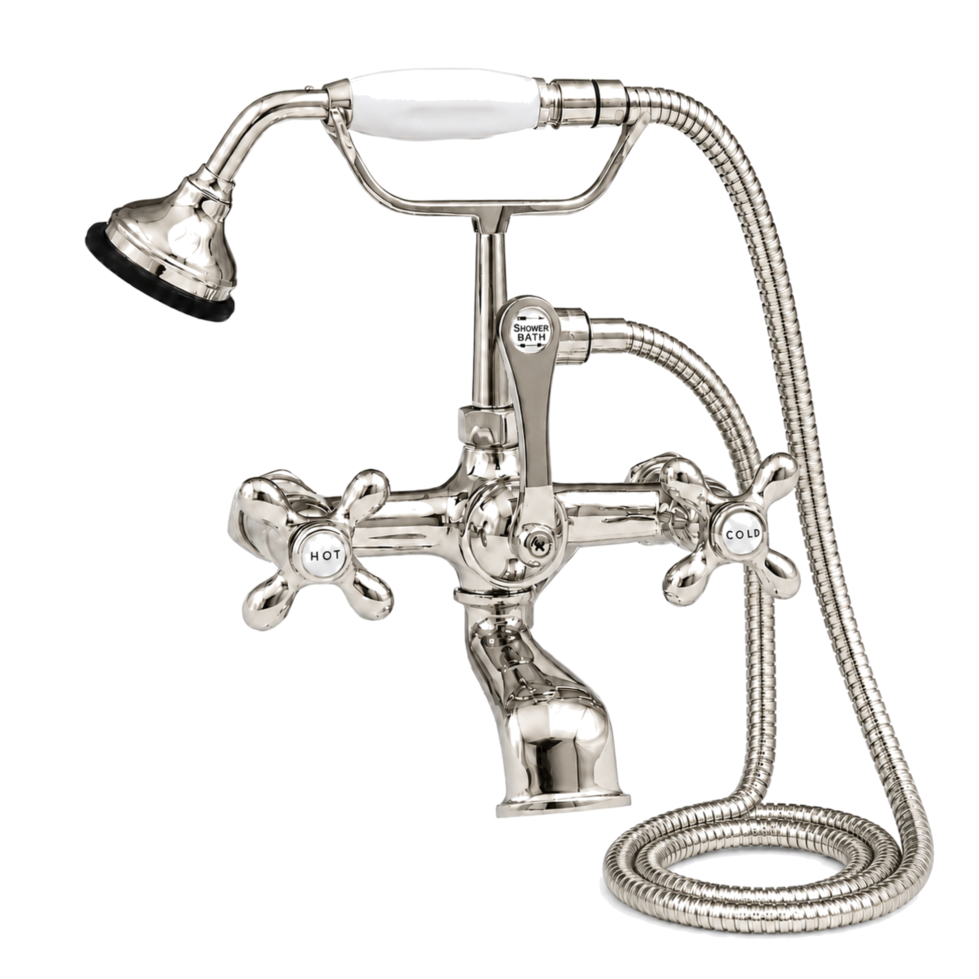 Tub Mount Thames Telephone Faucet Set P0146 | Strom Living Polished Nickel Cross-Point Handles - Tub Fillers
