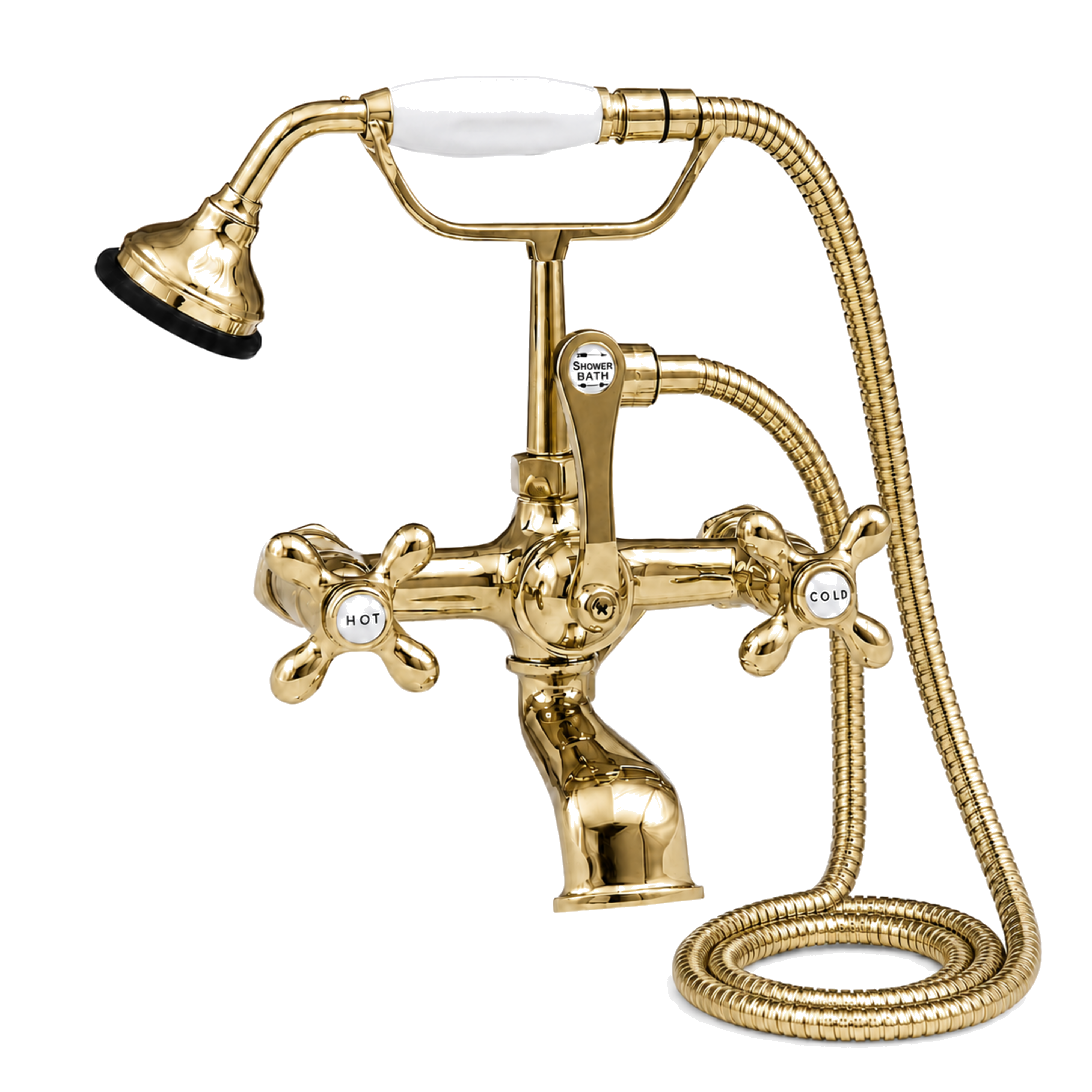Tub Mount Thames Telephone Faucet Set P0146 | Strom Living Polished Brass Cross-Point Handles - Tub Fillers