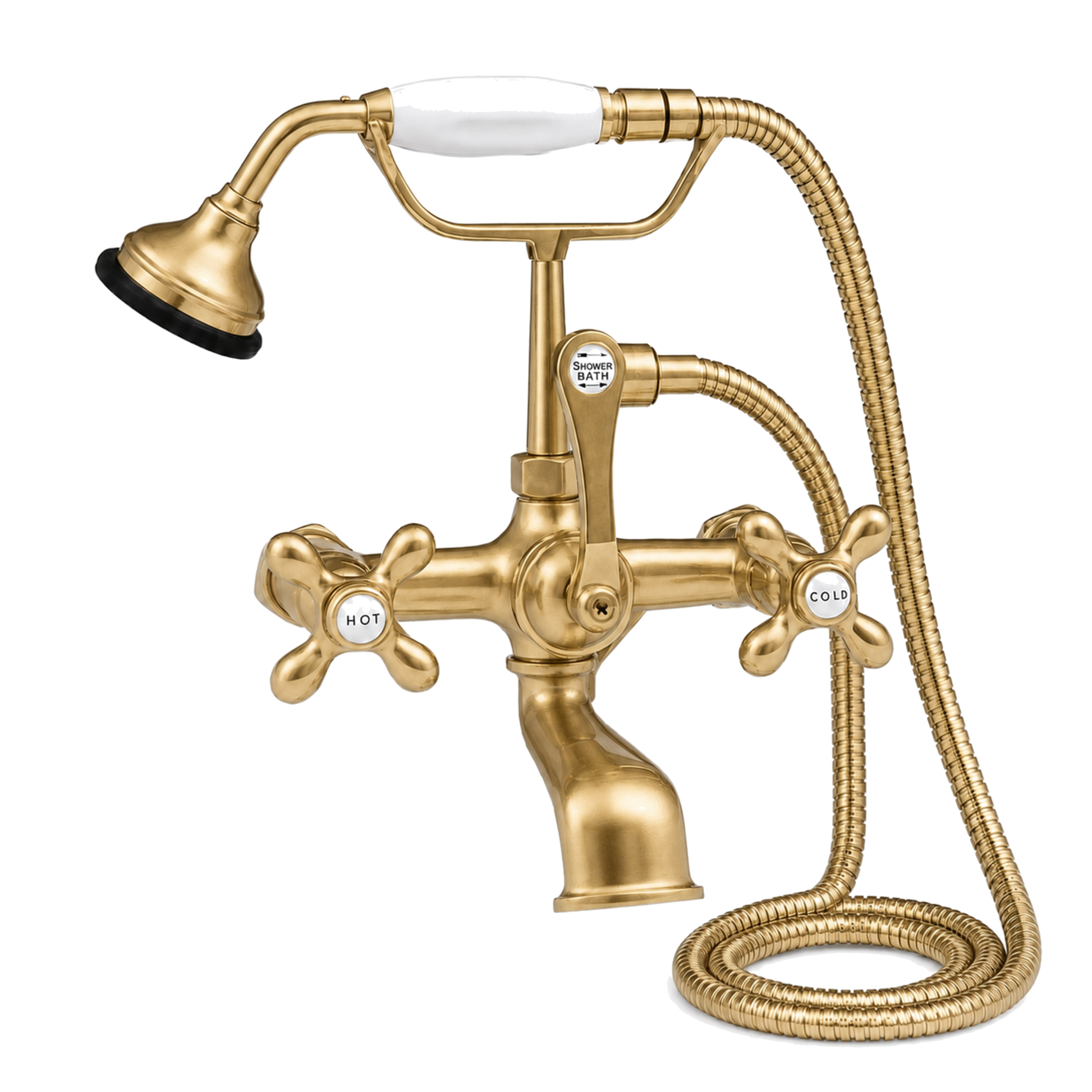 Tub Mount Thames Telephone Faucet Set P0146 | Strom Living Raw Brass Cross-Point Handles - Tub Fillers