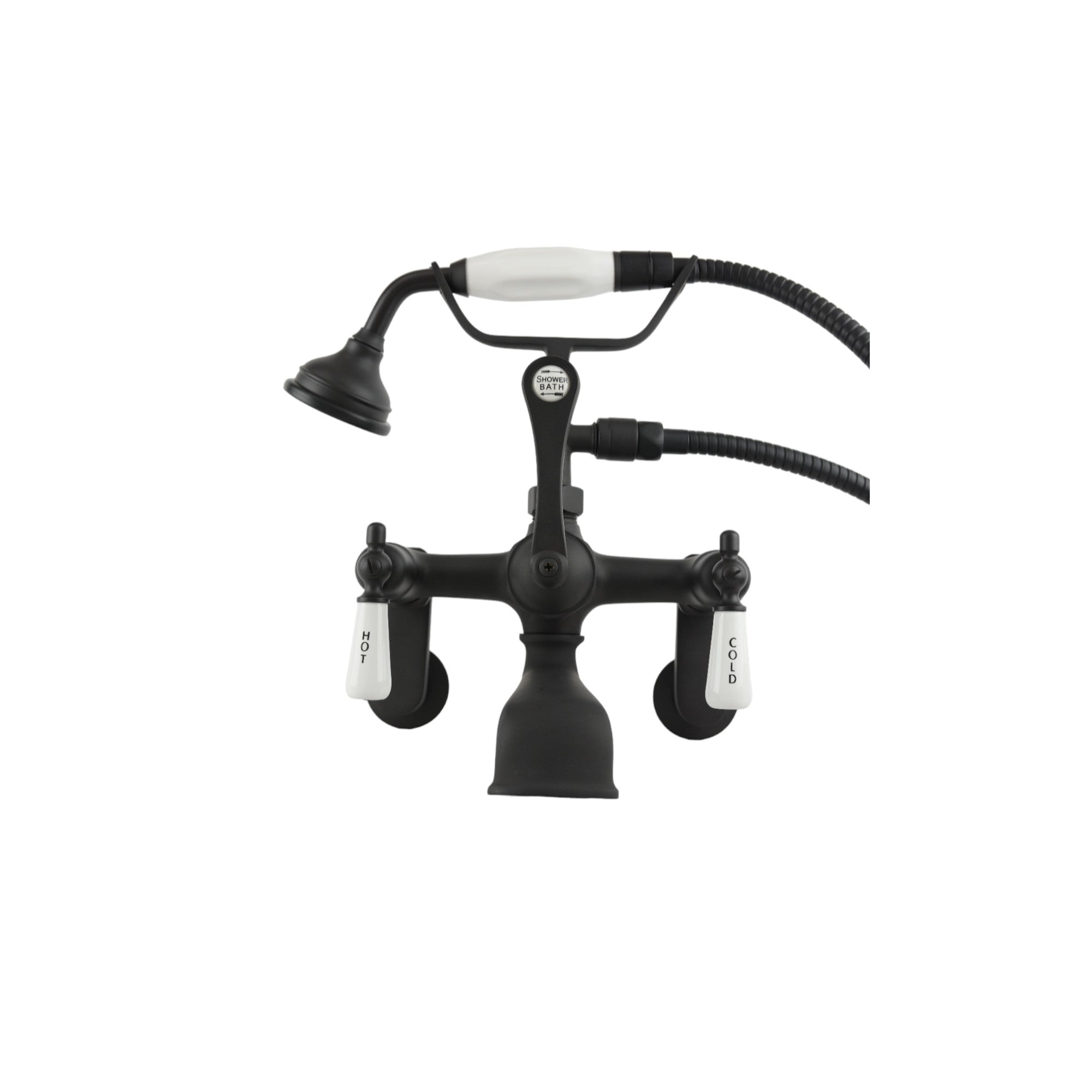 British Telephone Faucet with Porcelain Handheld Shower and Tub Mount P0146 | Strom Living