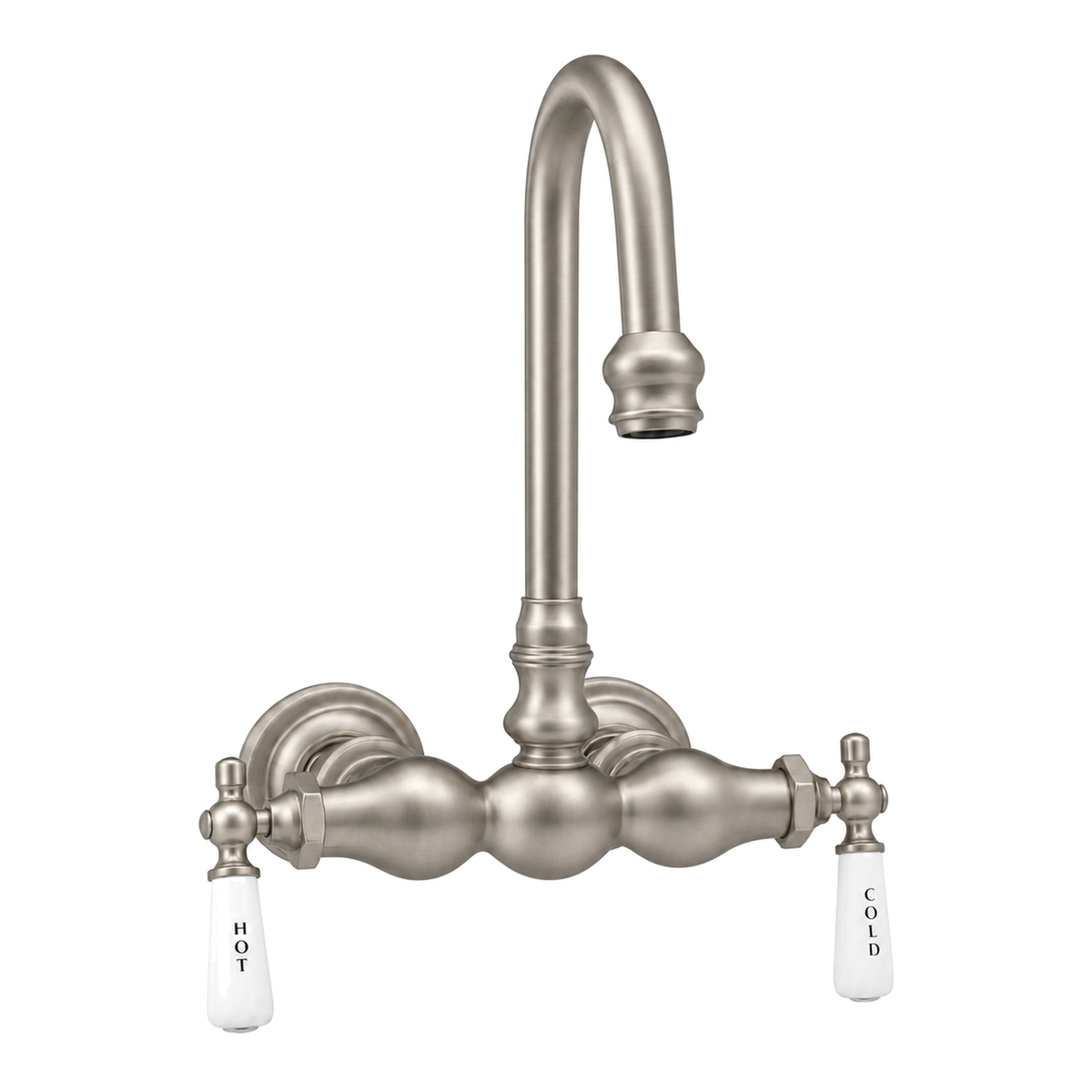 Tub Mount Gooseneck Faucet, 3 Ball P0149-1 in Matte Nickel