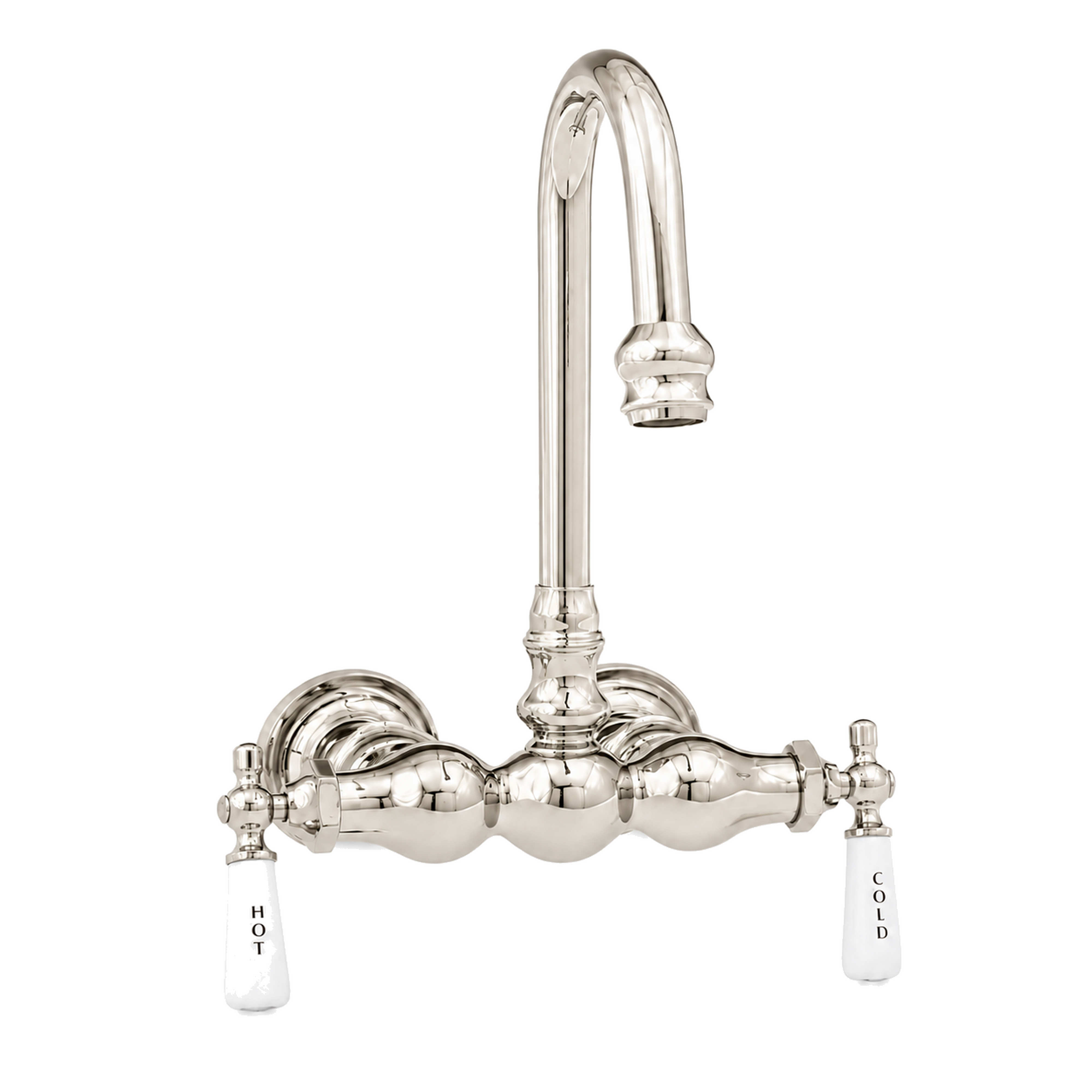 Tub Mount Gooseneck Faucet, 3 Ball P0149-1 | Strom Living Polished Nickel - Tub Fillers