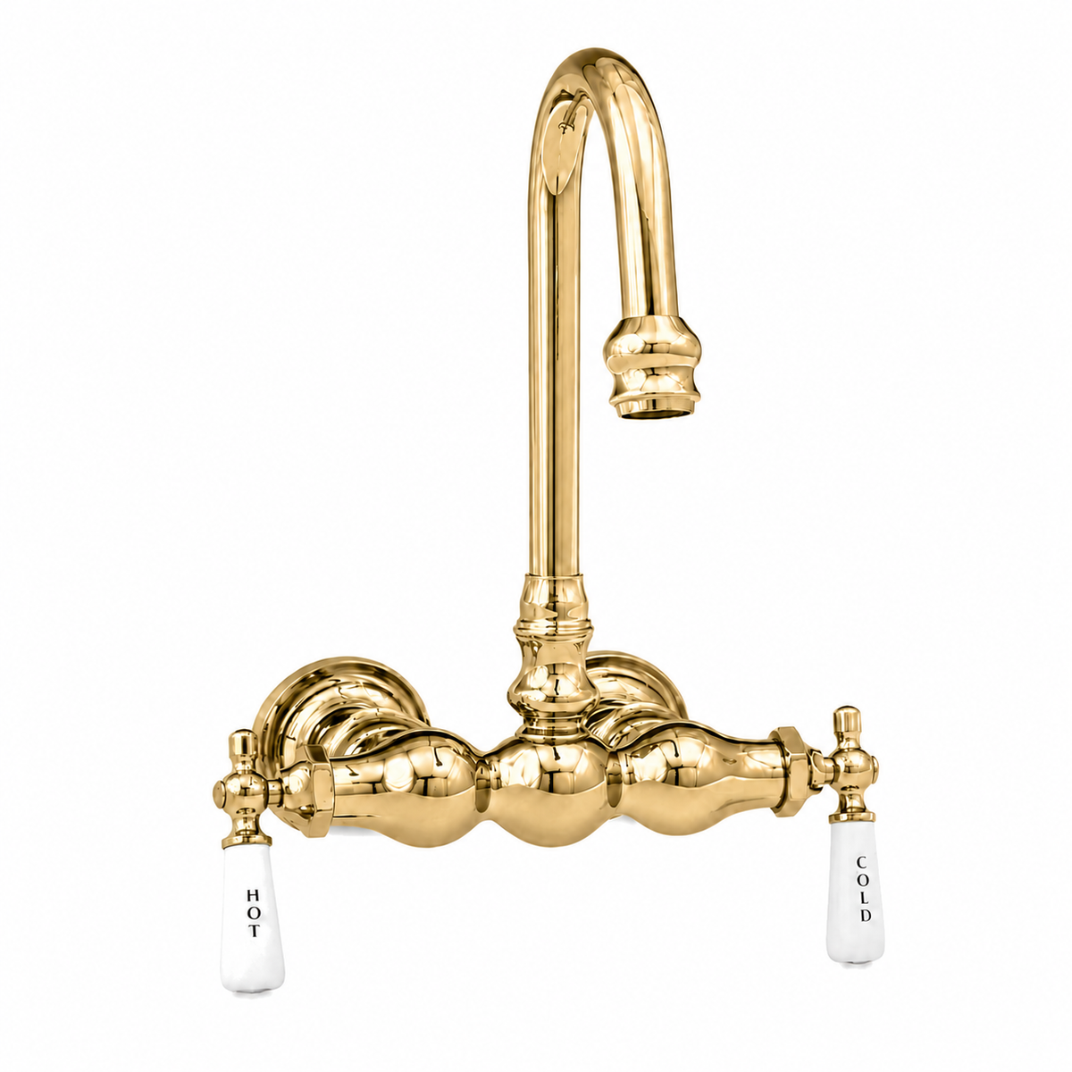 Tub Mount Gooseneck Faucet, 3 Ball P0149-1 | Strom Living Polished Brass - Tub Fillers
