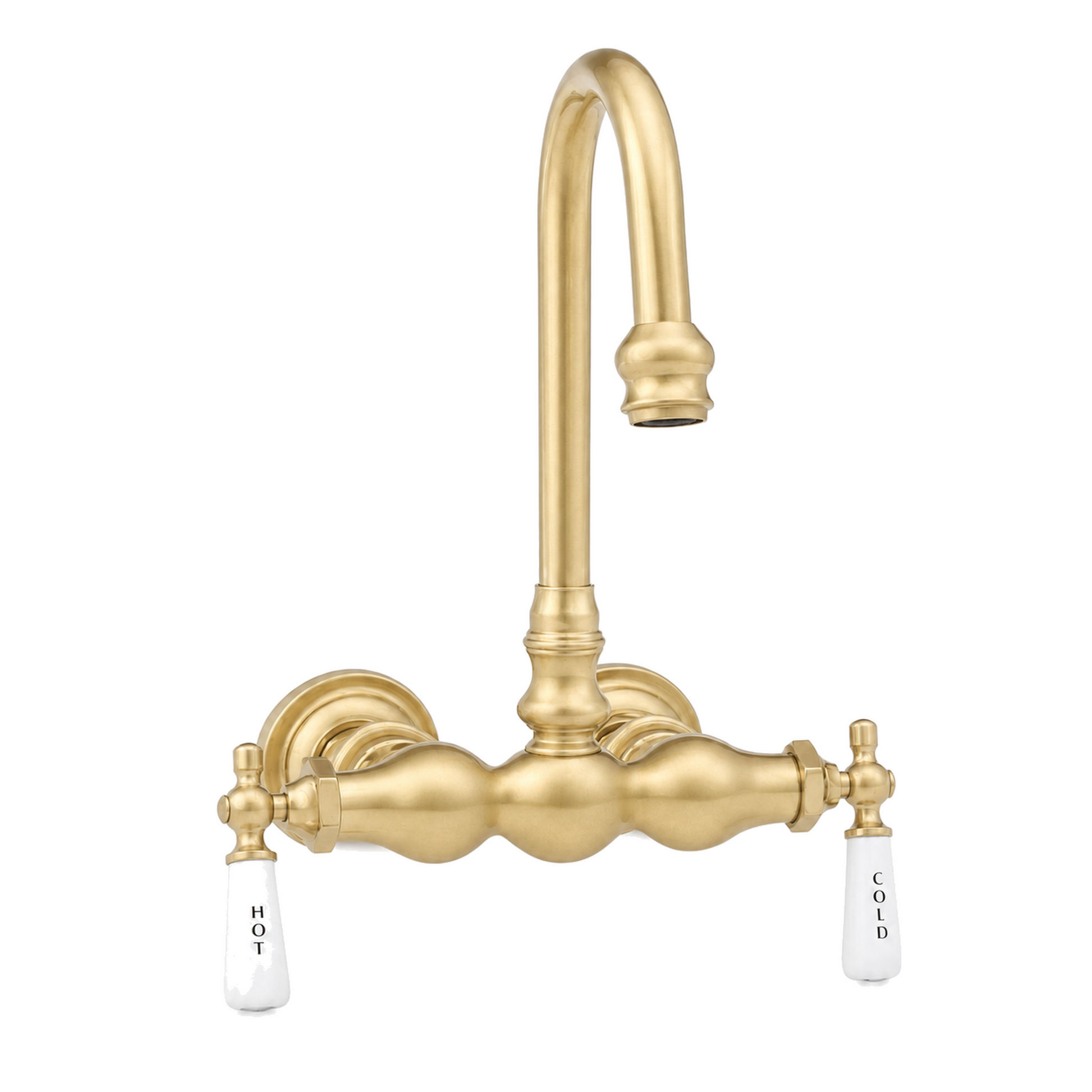Tub Mount Gooseneck Faucet, 3 Ball P0149-1 | Strom Living Raw Brass - Tub Fillers