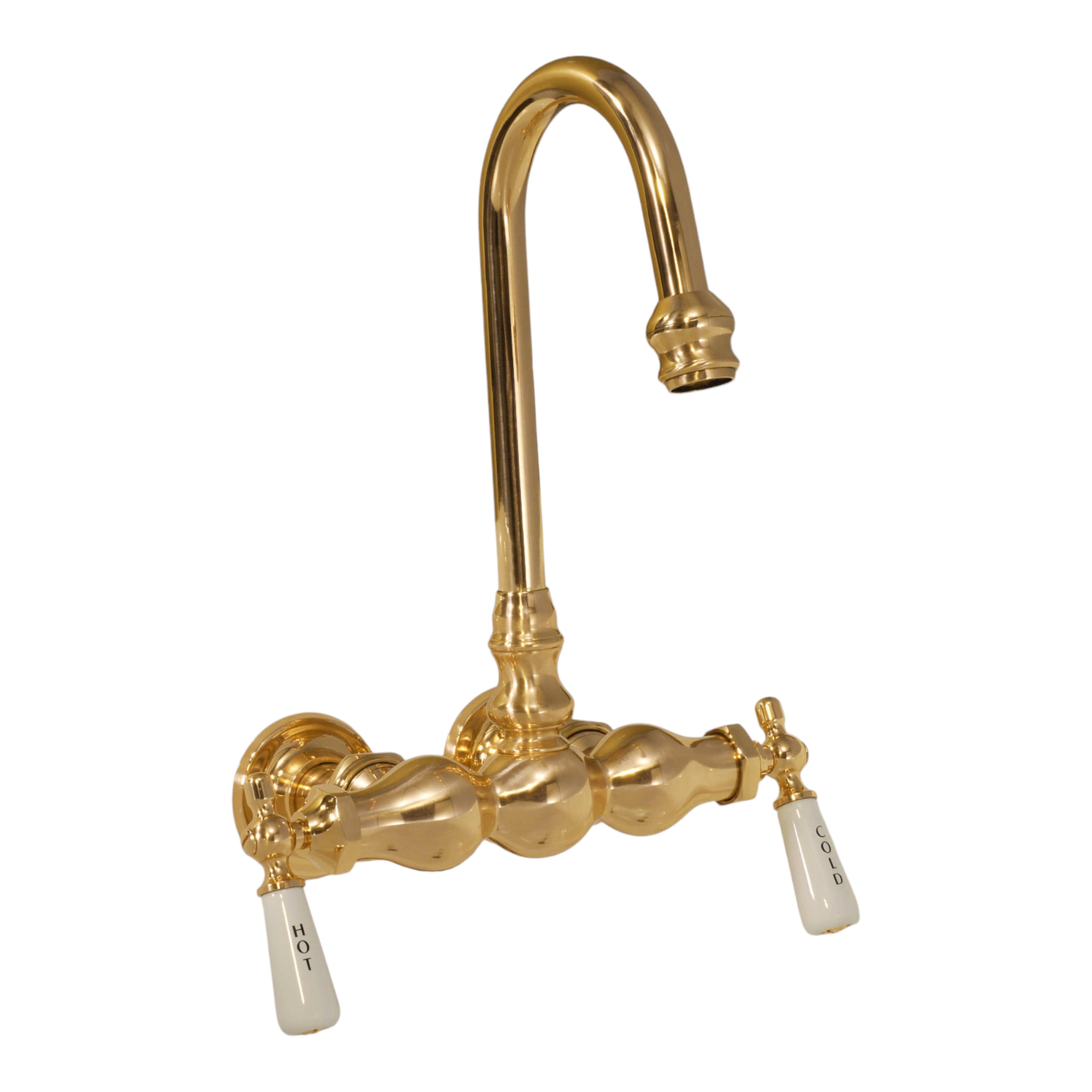 Tub Mount Gooseneck Faucet, 3 Ball P0149-1 | Strom Living Supercoat Brass - Tub Fillers