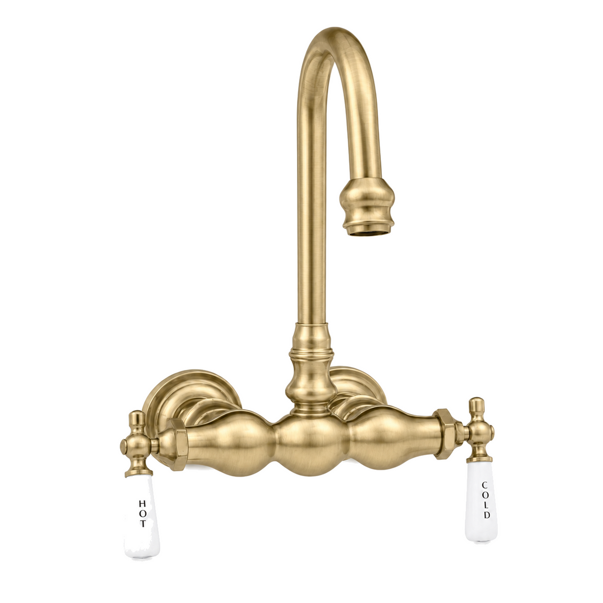 Tub Mount Gooseneck Faucet, 3 Ball P0149-1 | Strom Living Satin Brass - Tub Fillers