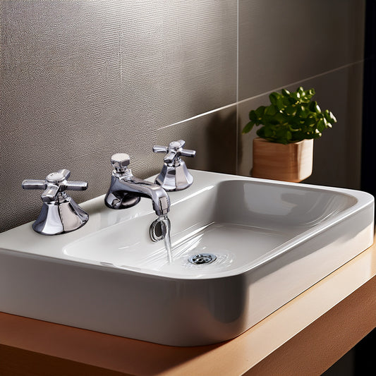 Strom Living Mississippi Deco Widespread Lavatory Faucet with Cross Handles and Pop-up Drain
