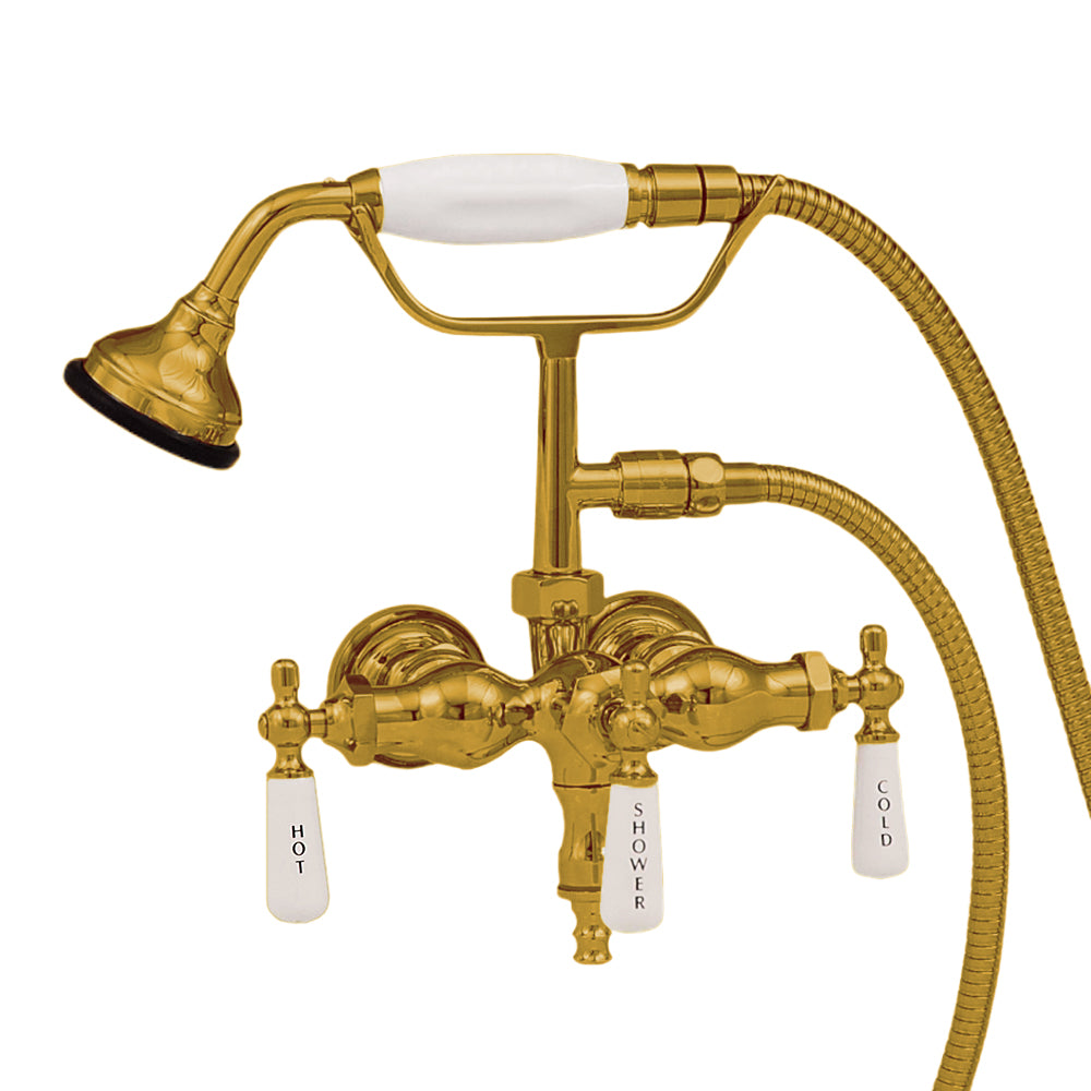 Tub Mount Faucet with Handheld Shower P0154 | Strom Living Polished Brass - Tub Fillers