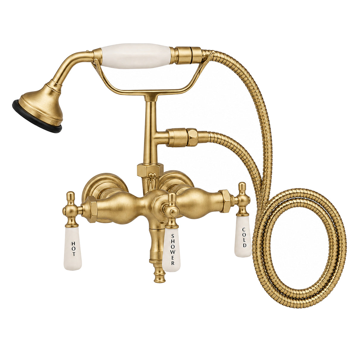 Tub Mount Faucet with Handheld Shower P0154 | Strom Living Satin Brass - Tub Fillers