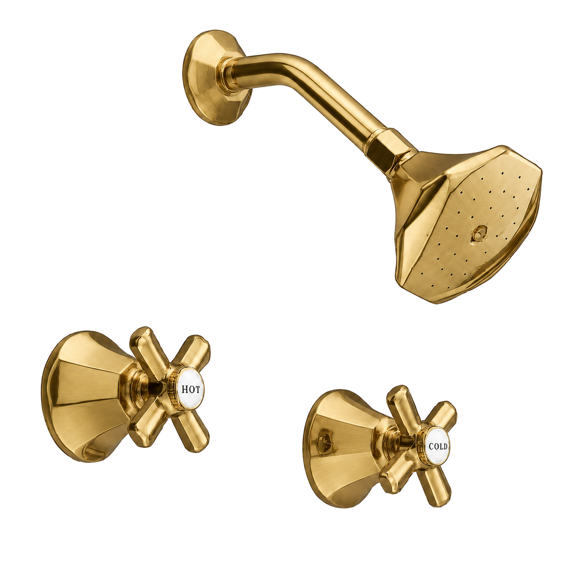 Mississippi In-Wall Tub Filler Set Cross Handles P0158 | Strom Living Satin Brass - Showers